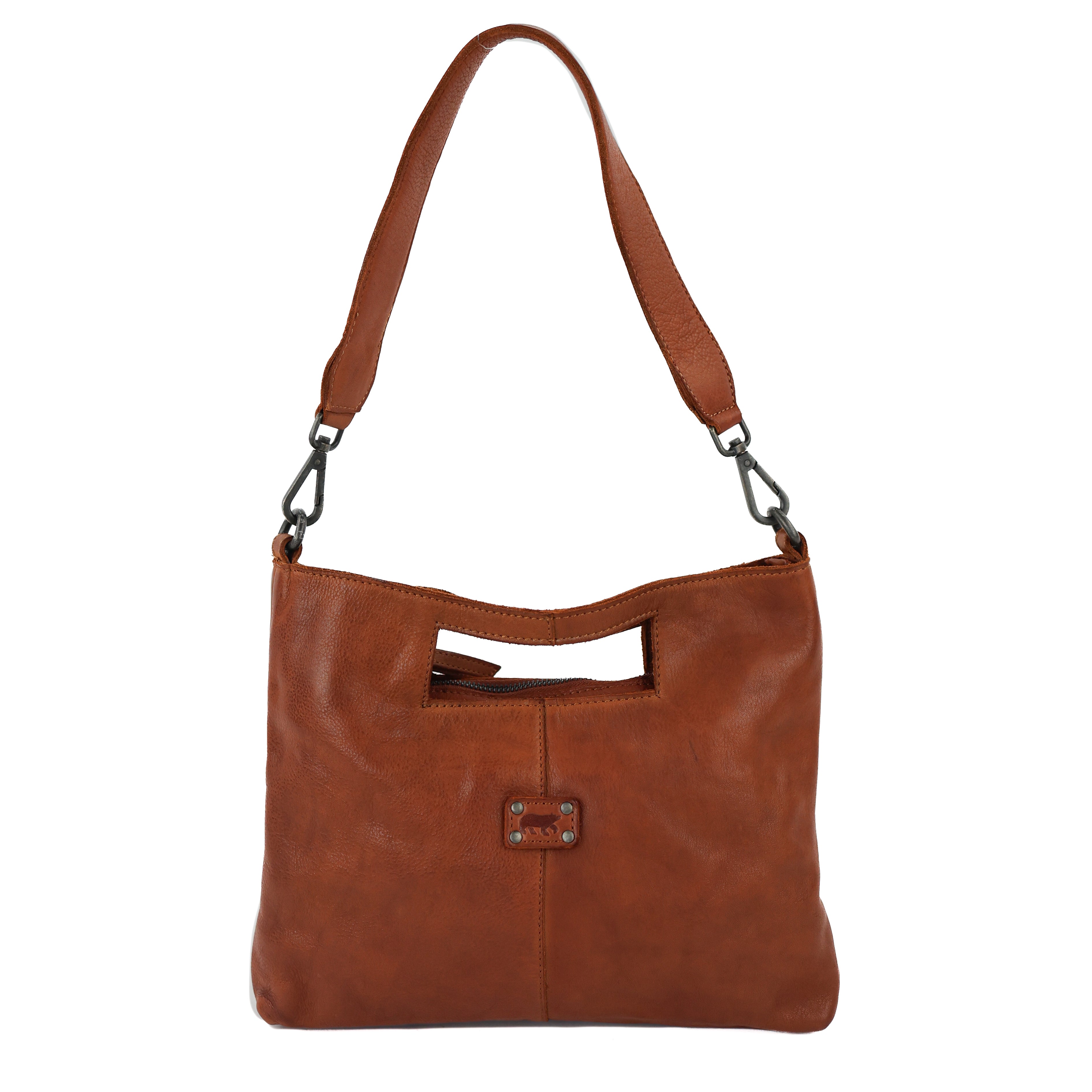 Clutch-/Umhängetasche 'Feline' Cognac