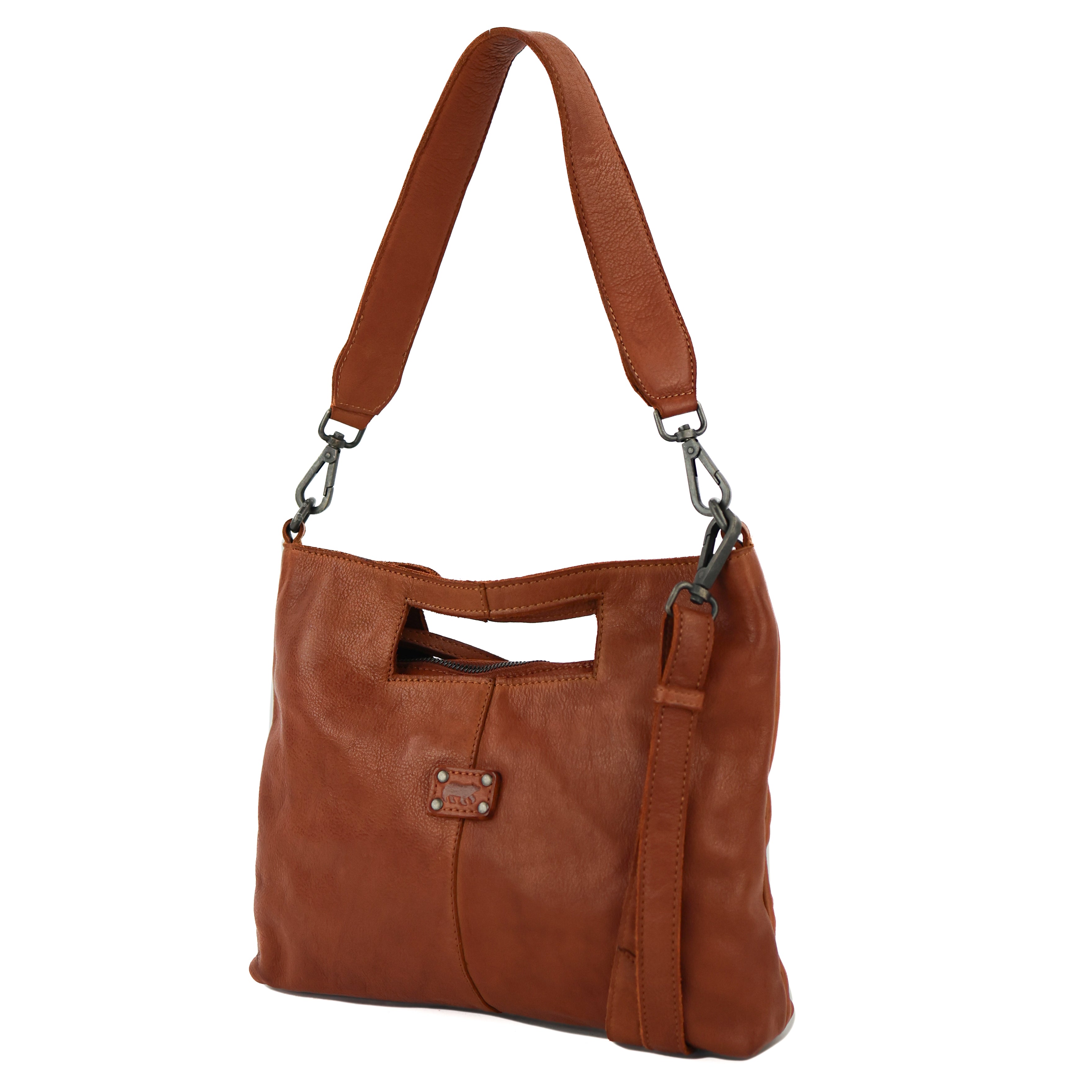 Clutch-/Umhängetasche 'Feline' Cognac