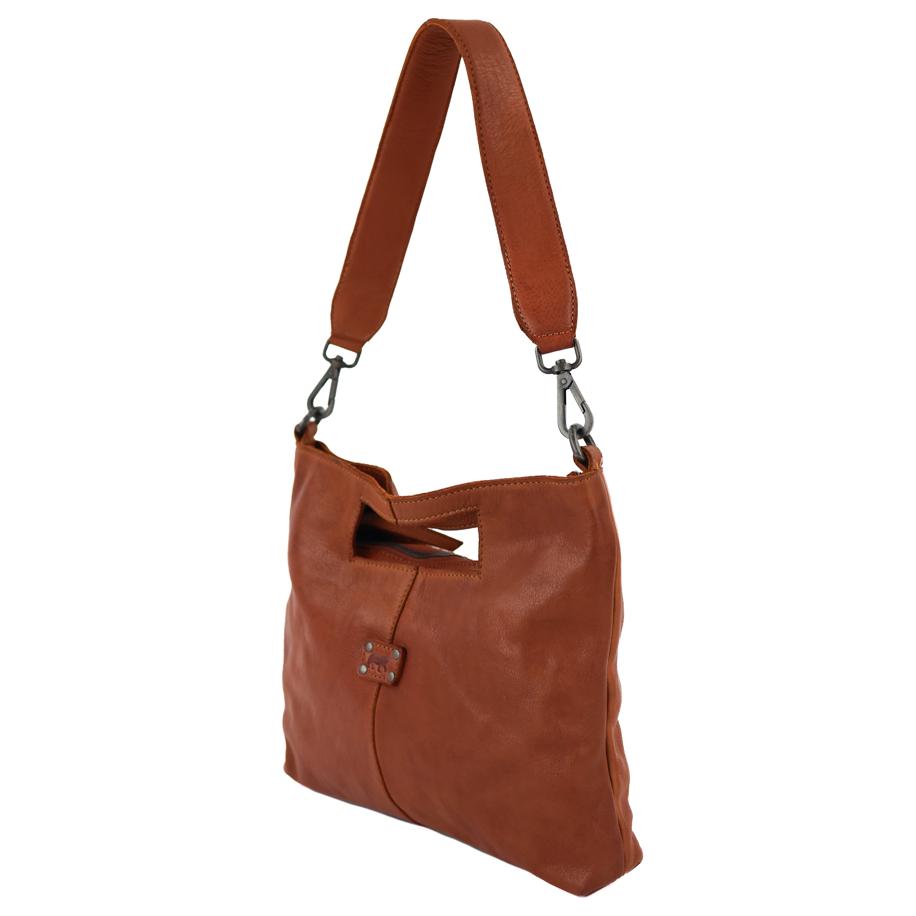 Clutch-/Umhängetasche 'Feline' Cognac