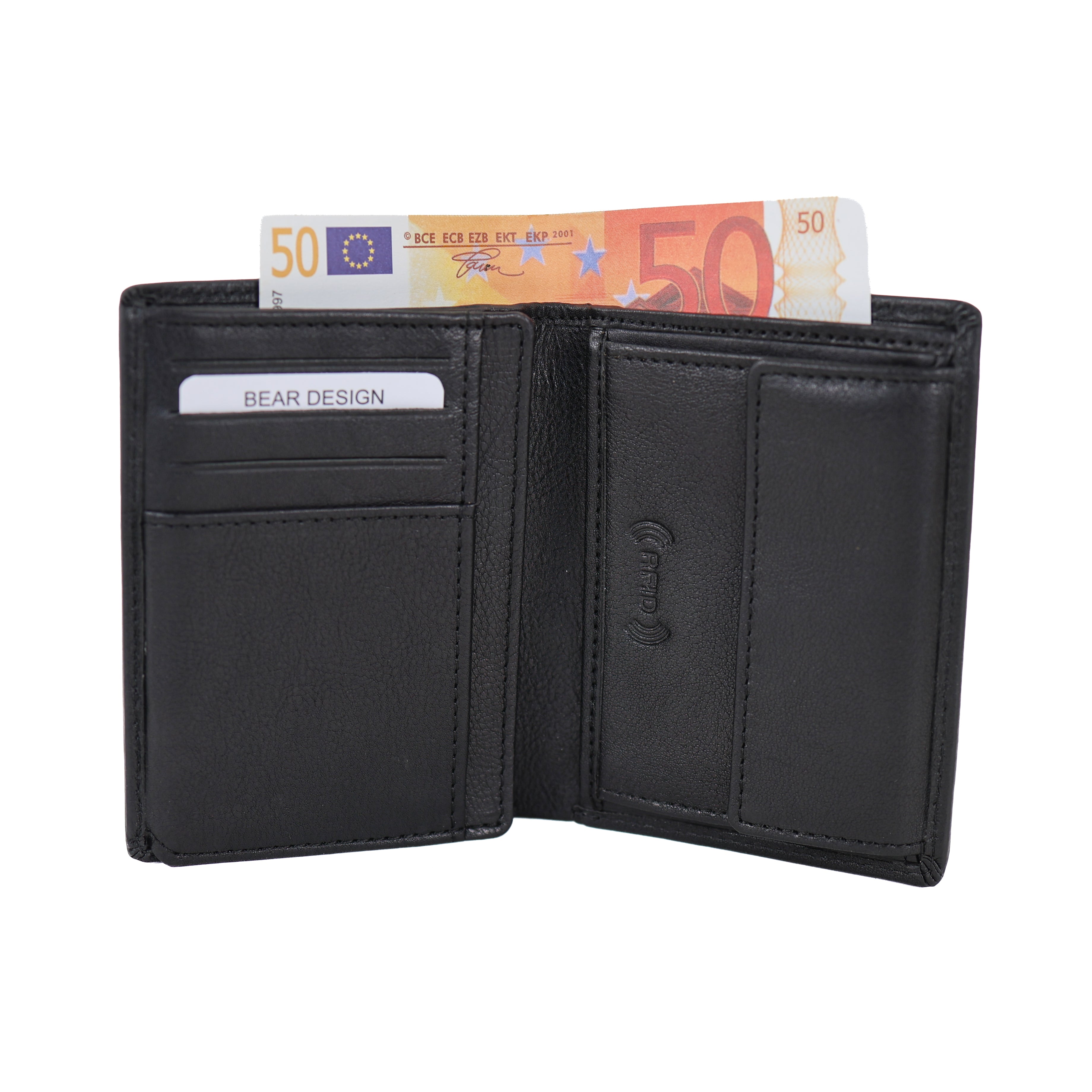 Luxuriöse hohe Brieftasche/Geldbörse „Enrico“ schwarz