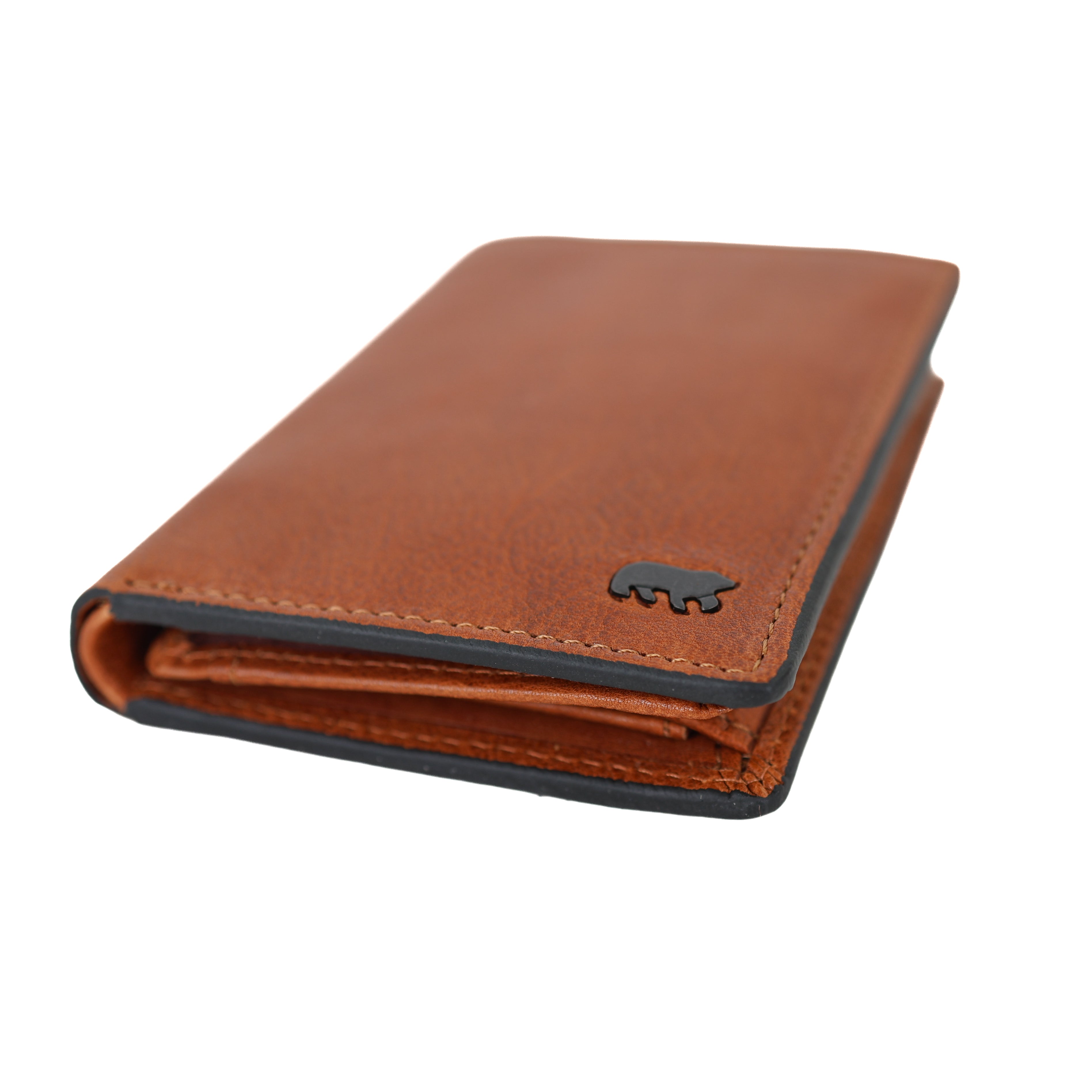 Luxuriöse hohe Brieftasche/Geldbörse „Enrico“ cognac