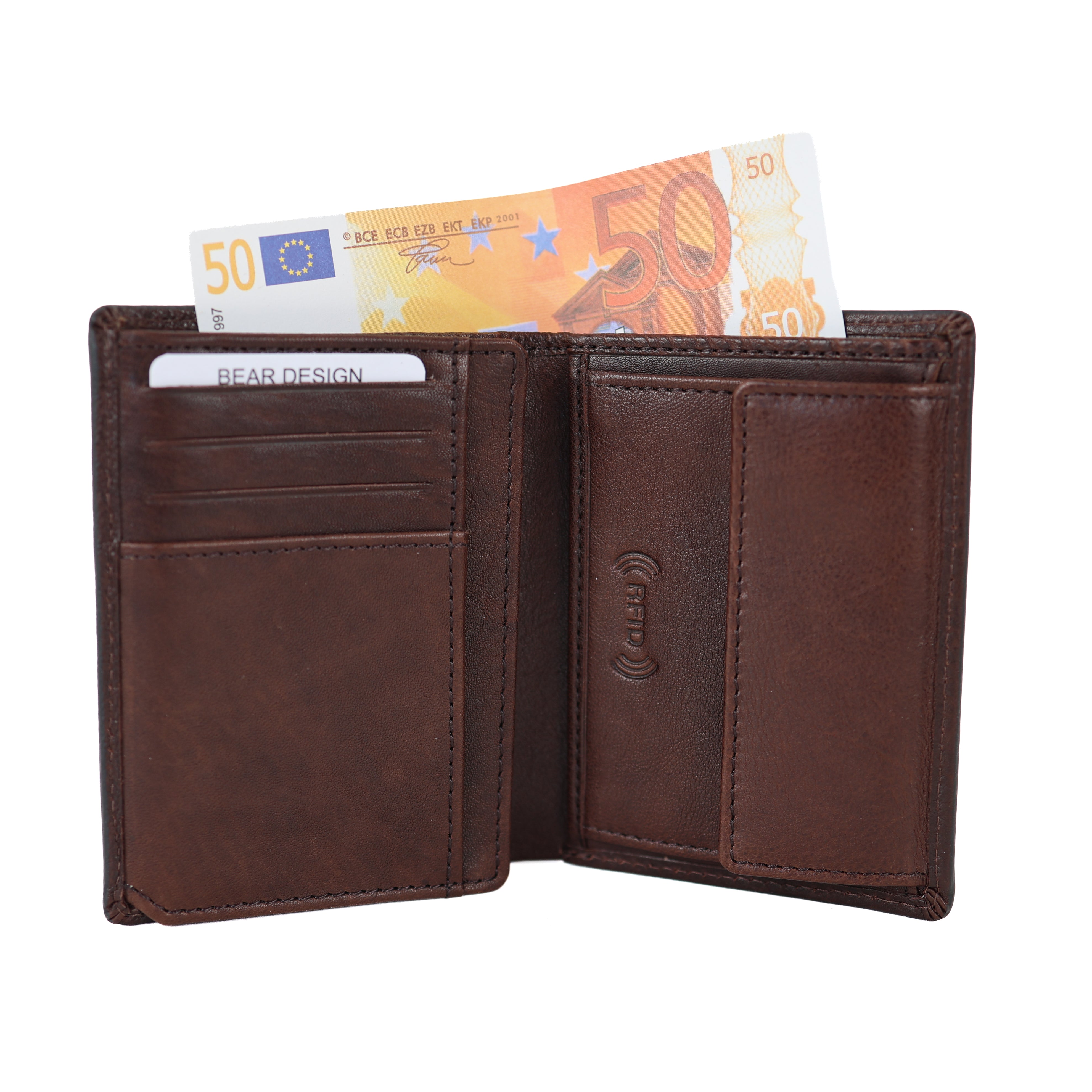 Luxuriöse hohe Brieftasche/Geldbörse „Enrico“ braun