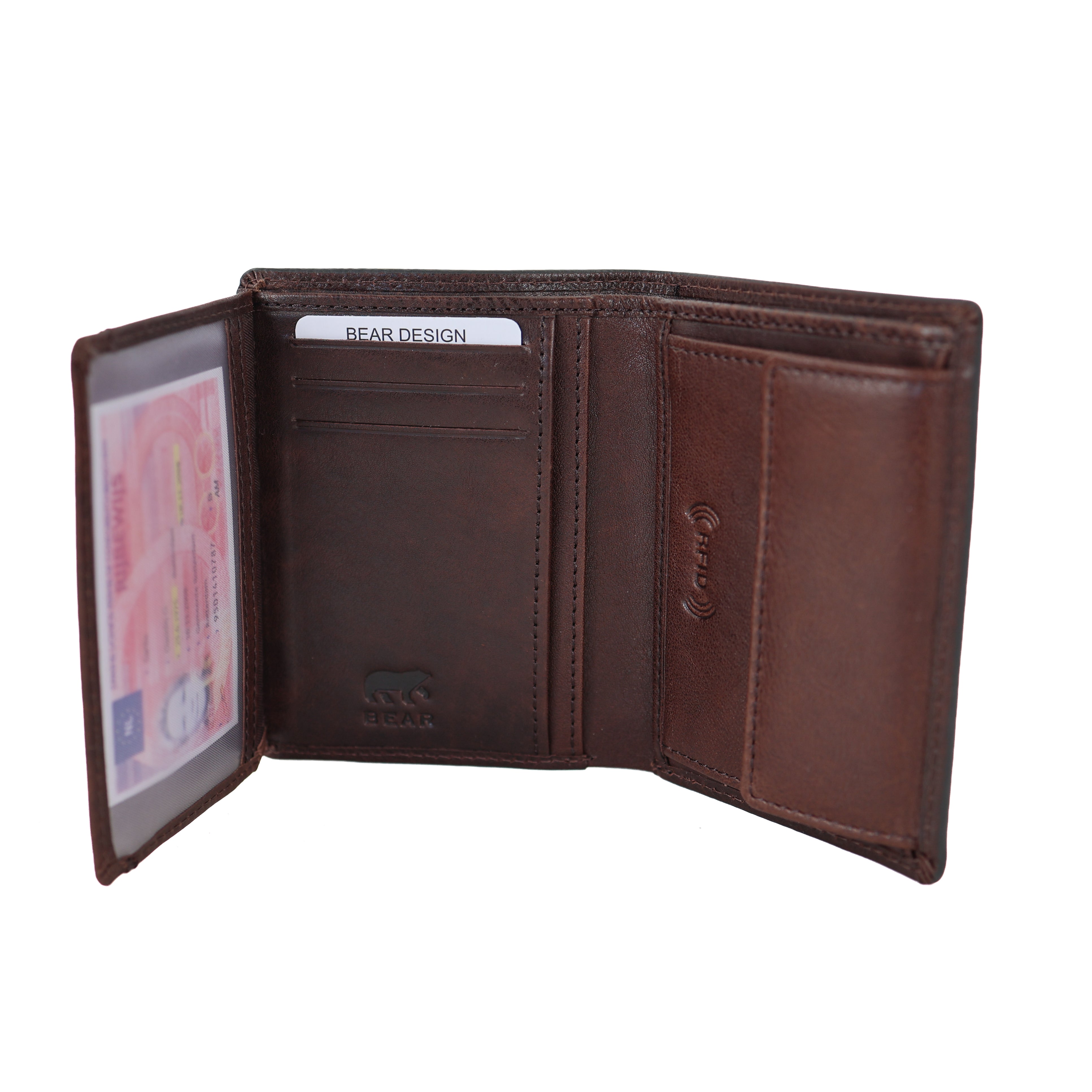 Luxuriöse hohe Brieftasche/Geldbörse „Enrico“ braun