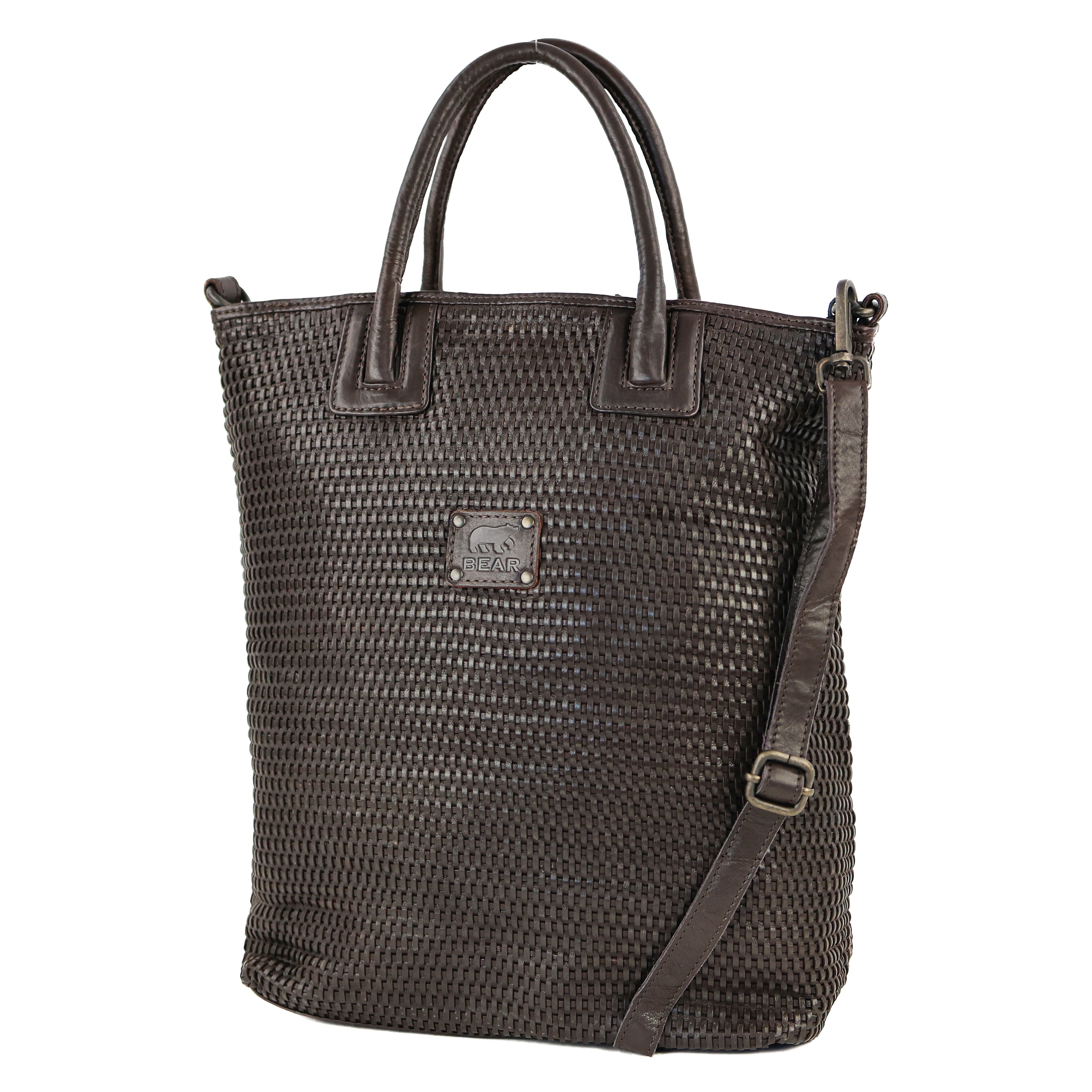 Gevlochten hand-/schoudertas 'Rian' donkerbruin