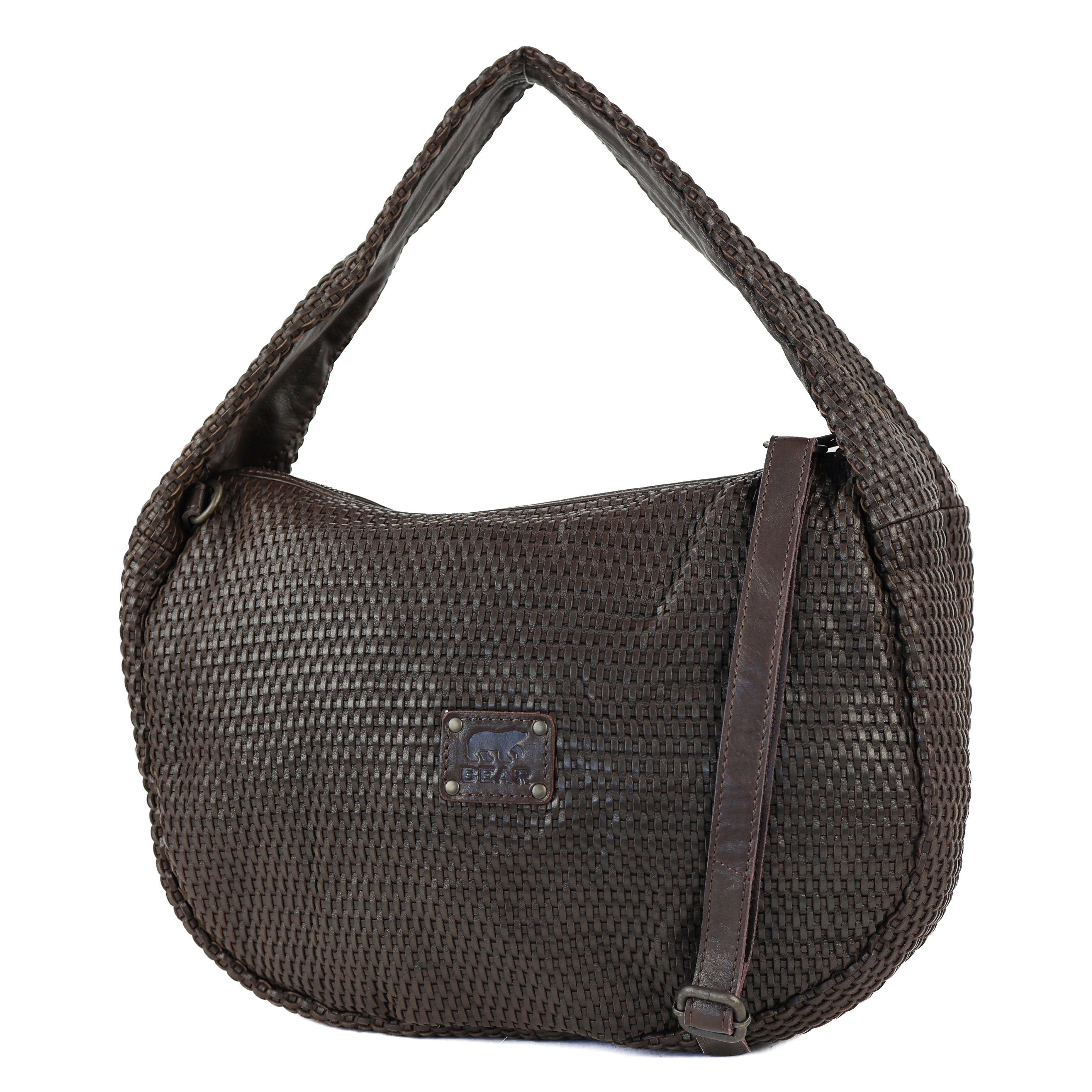 Gevlochten buideltas Alice' L donkerbruin