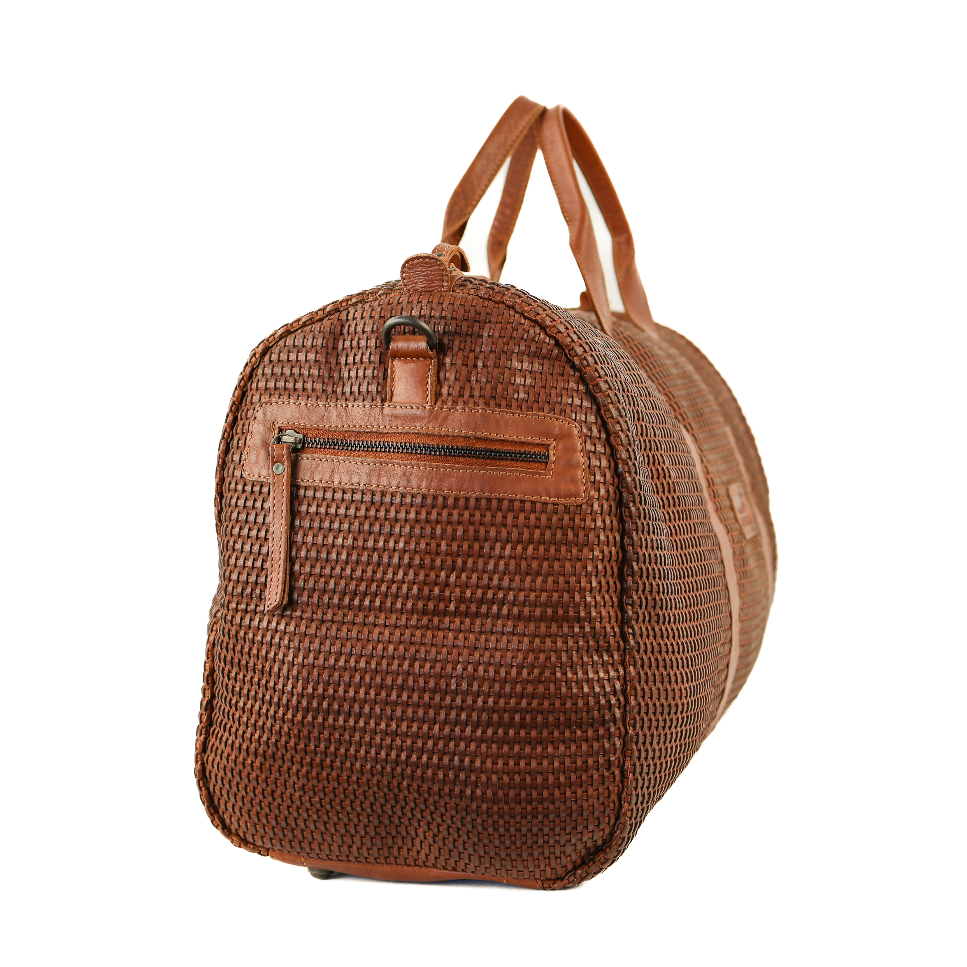 Geflochtene Wochenendtasche 'Vesper' Cognac