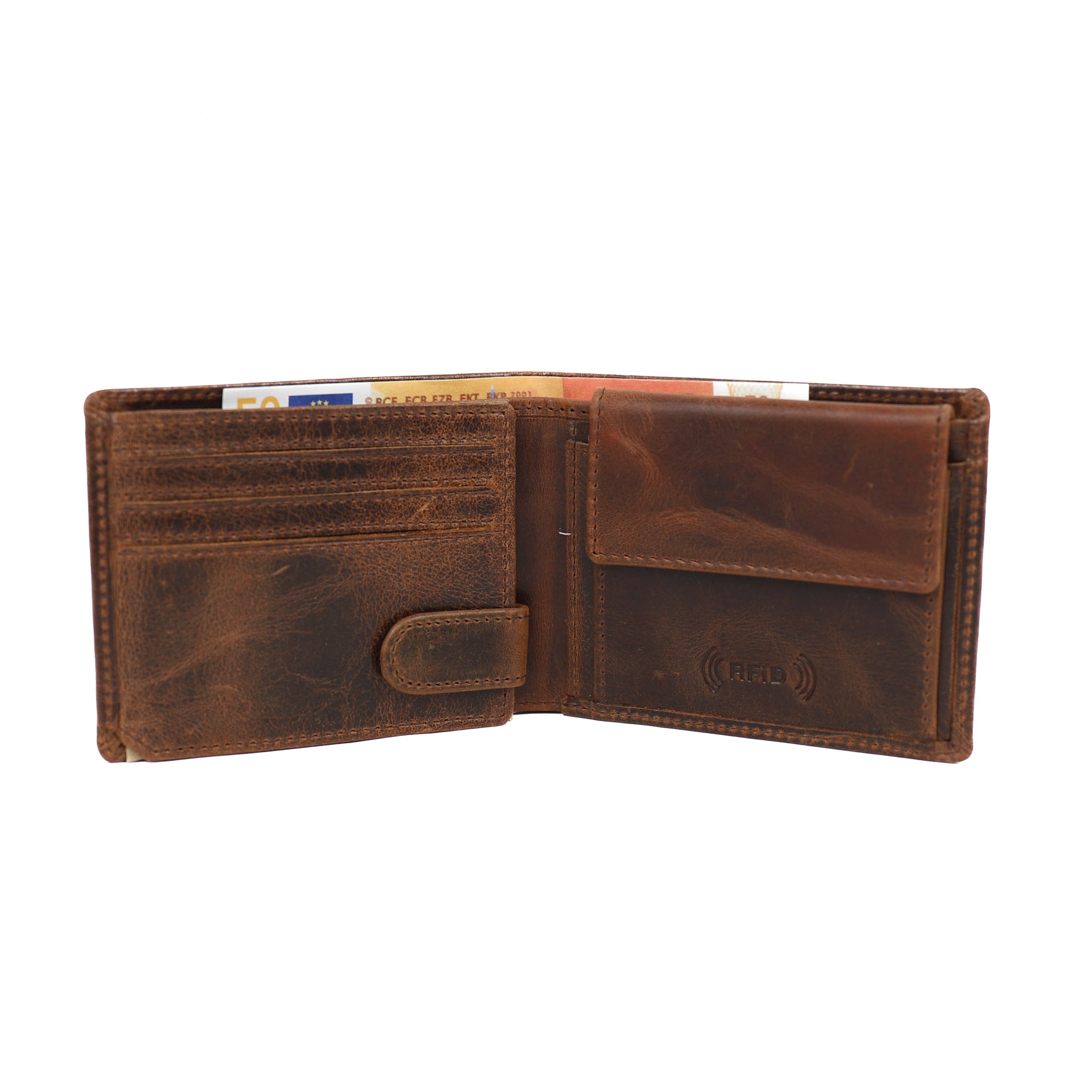 Billfold 'Joost' vintage bruin