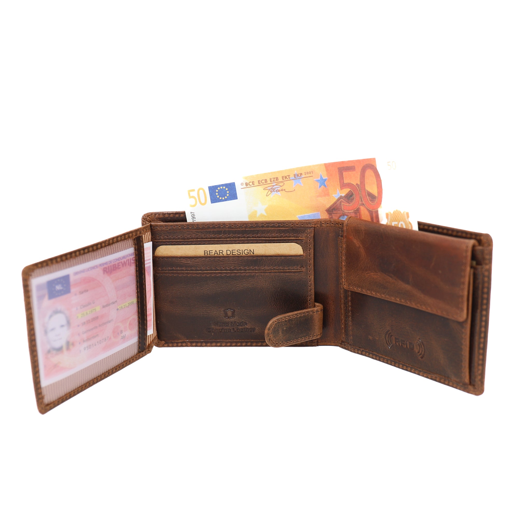 Billfold 'Joost' vintage bruin