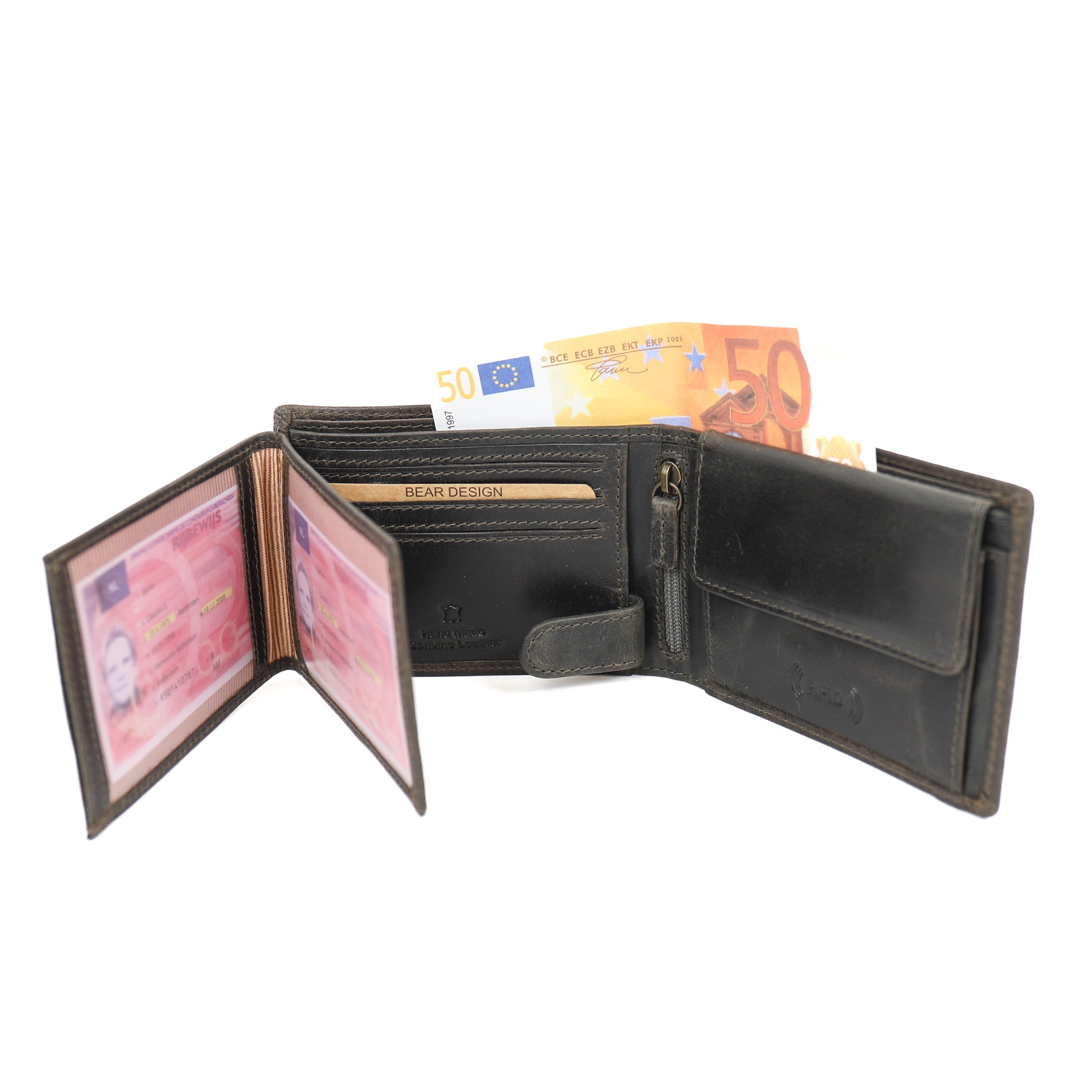 Billfold 'Jan' vintage grijs