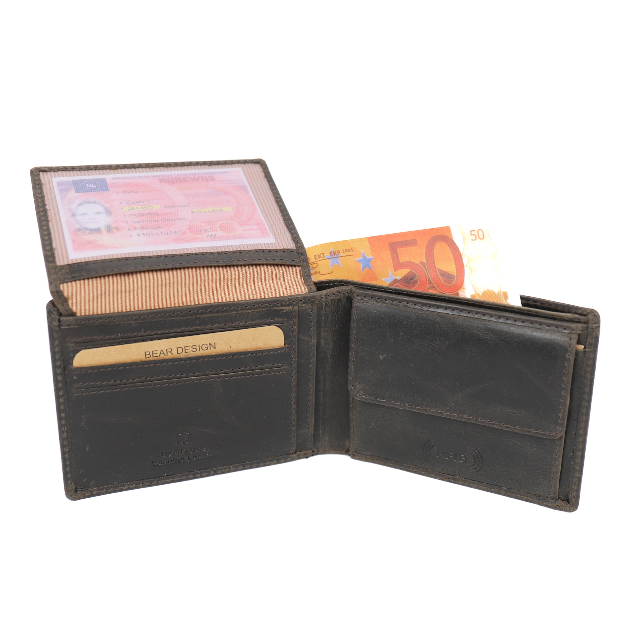 Billfold 'Roy' vintage grijs