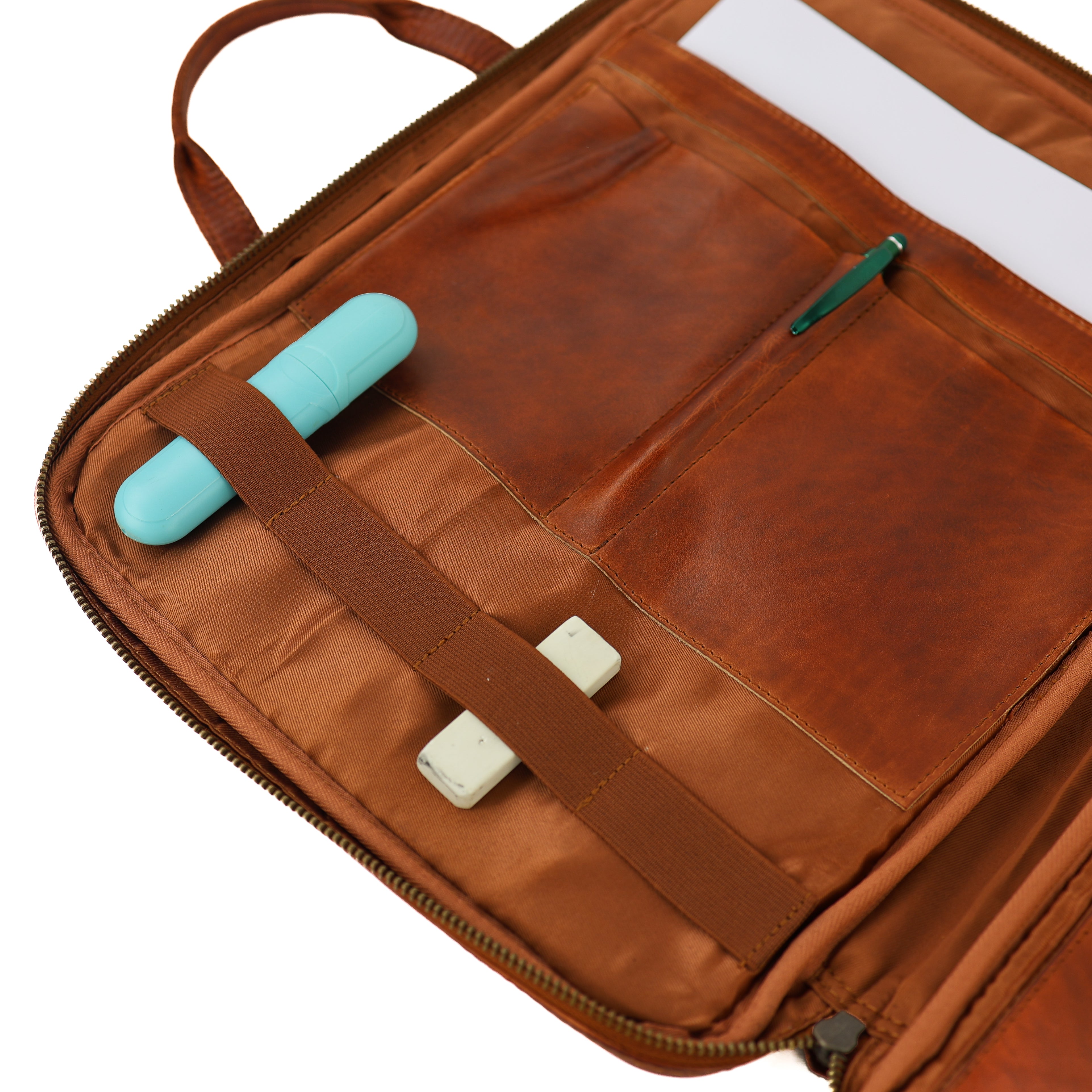 Compacte aktetas 'Cleo' cognac