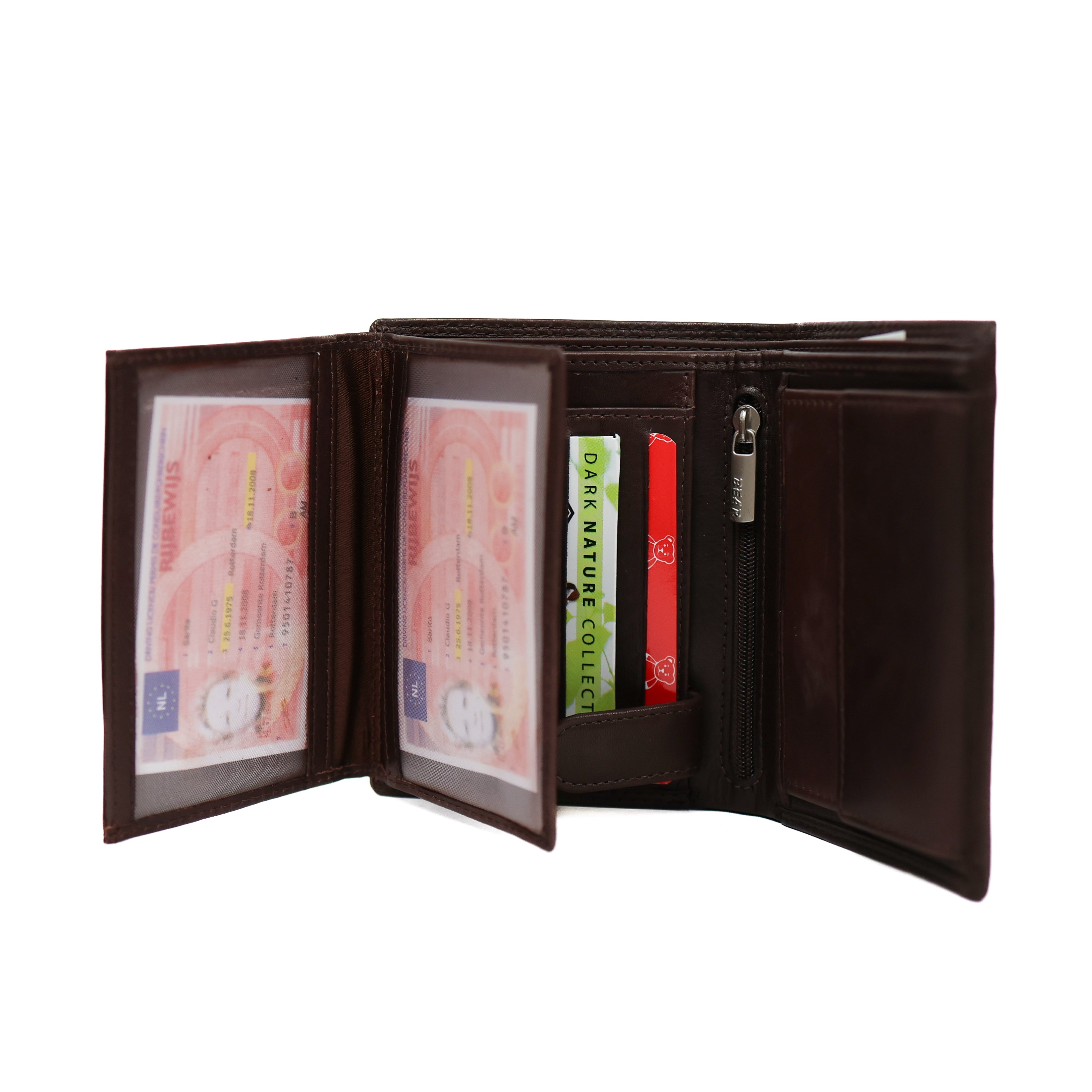 Hohe Billfold 'Klaas' Dunkelbraun