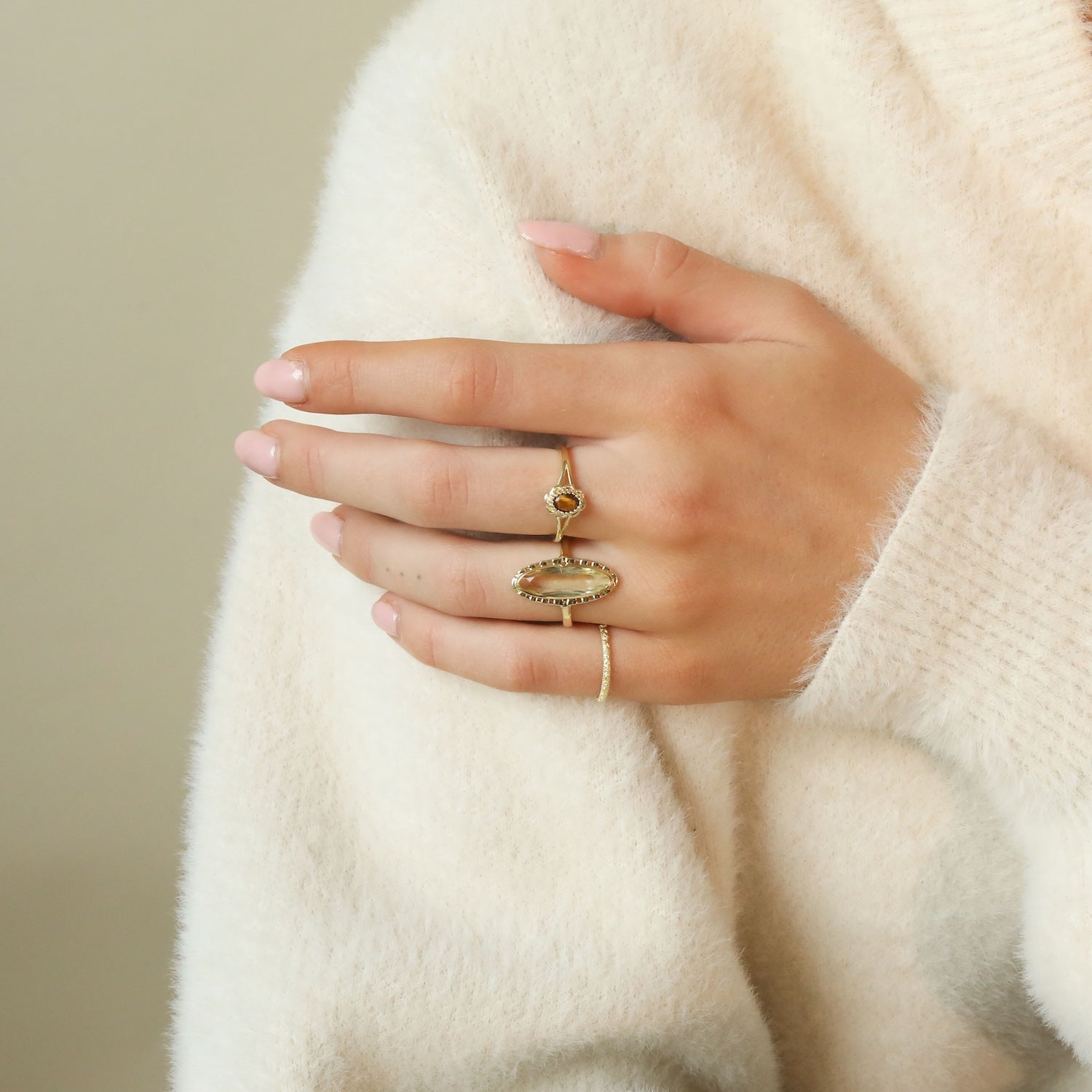 Tiger Eye flower ring