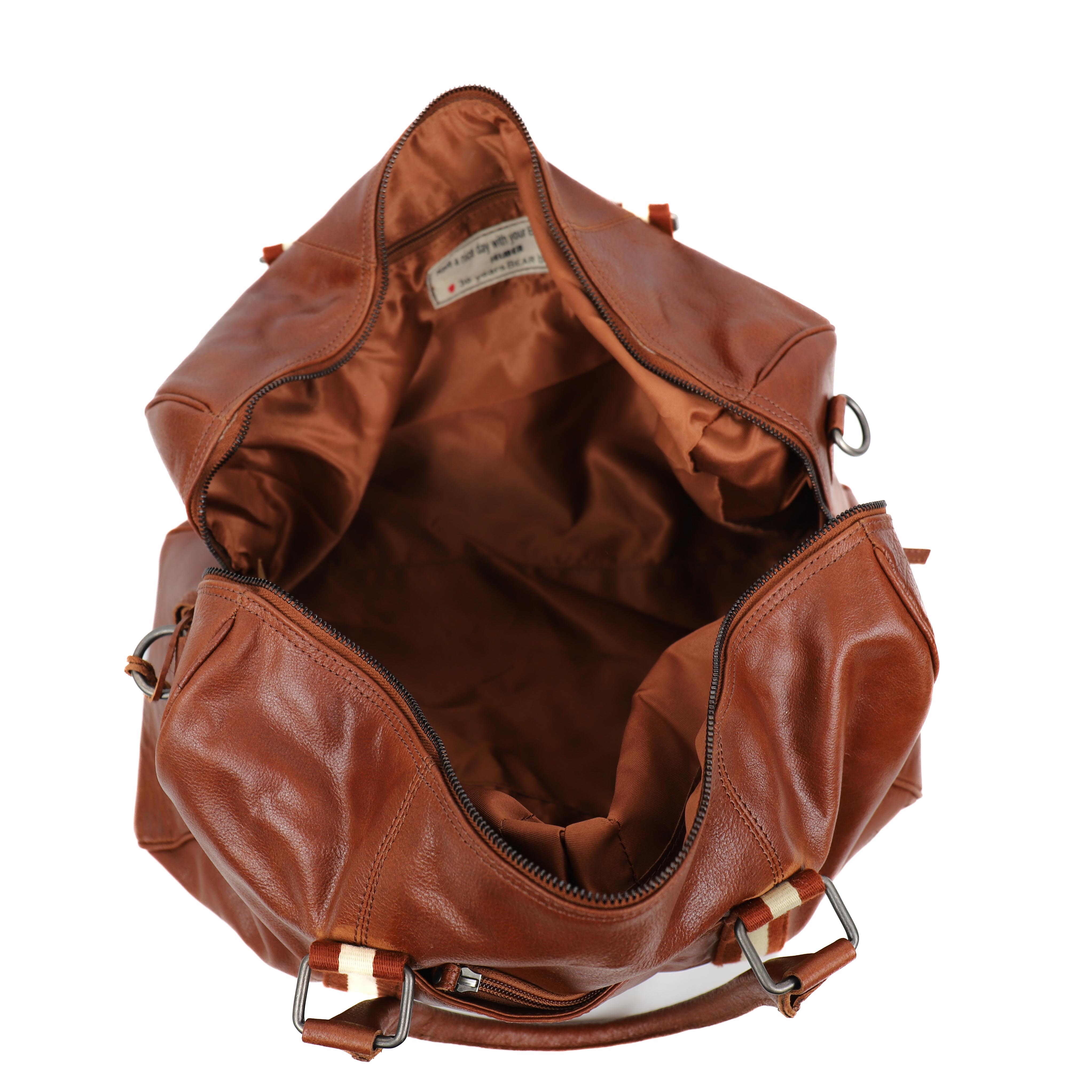 Wochenendtasche 'Jelmer' Cognac/Stripe