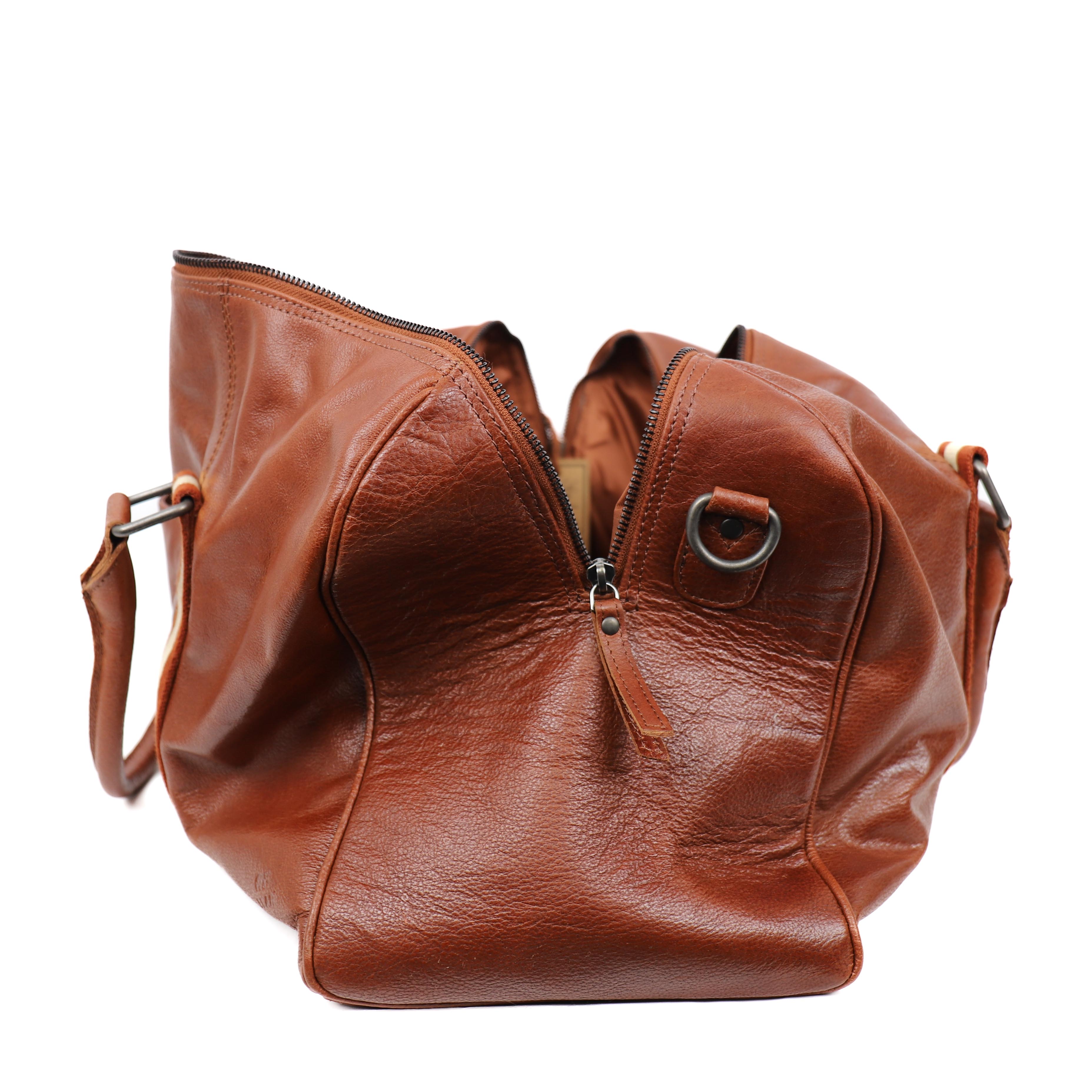 Wochenendtasche 'Jelmer' Cognac/Stripe