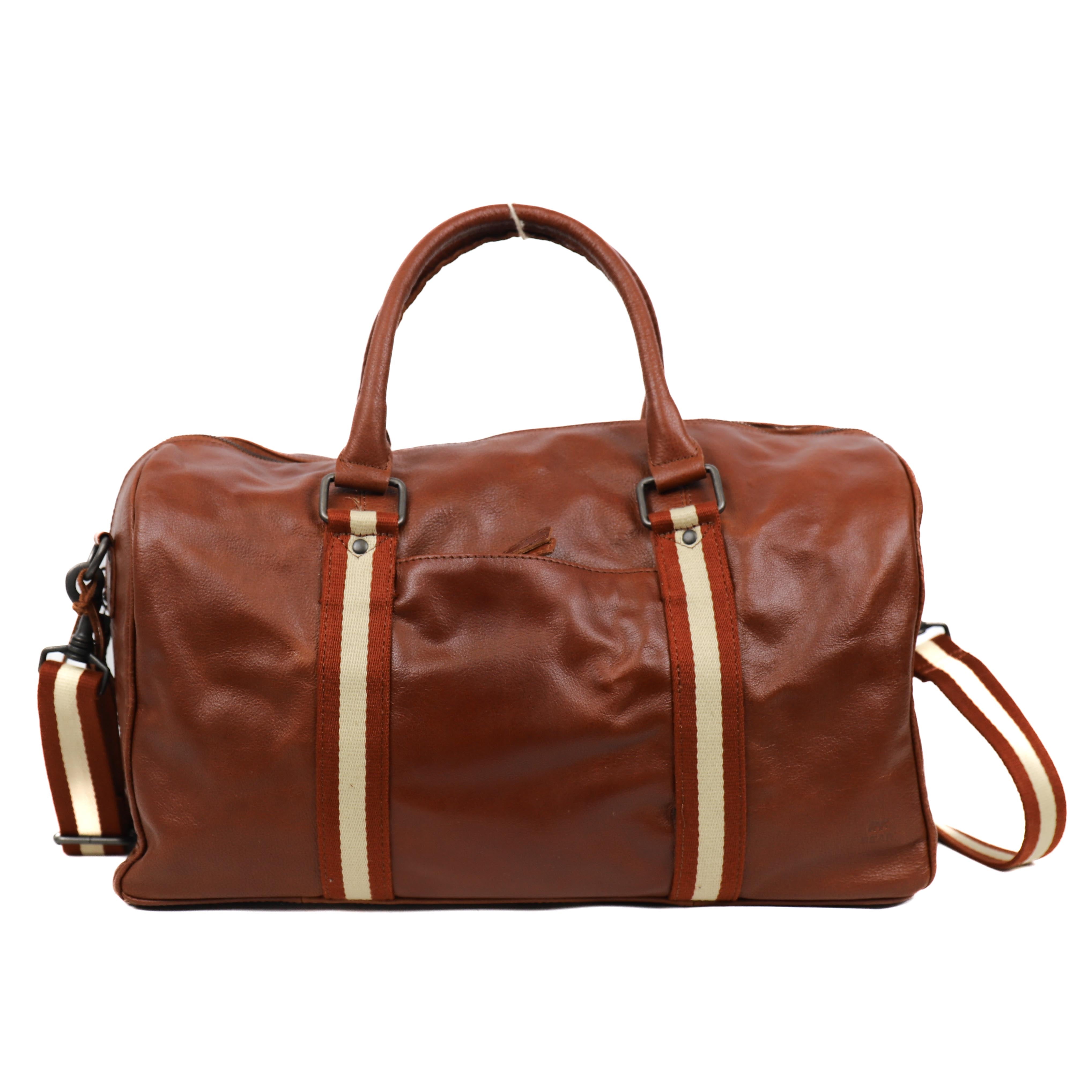 Wochenendtasche 'Jelmer' Cognac/Stripe