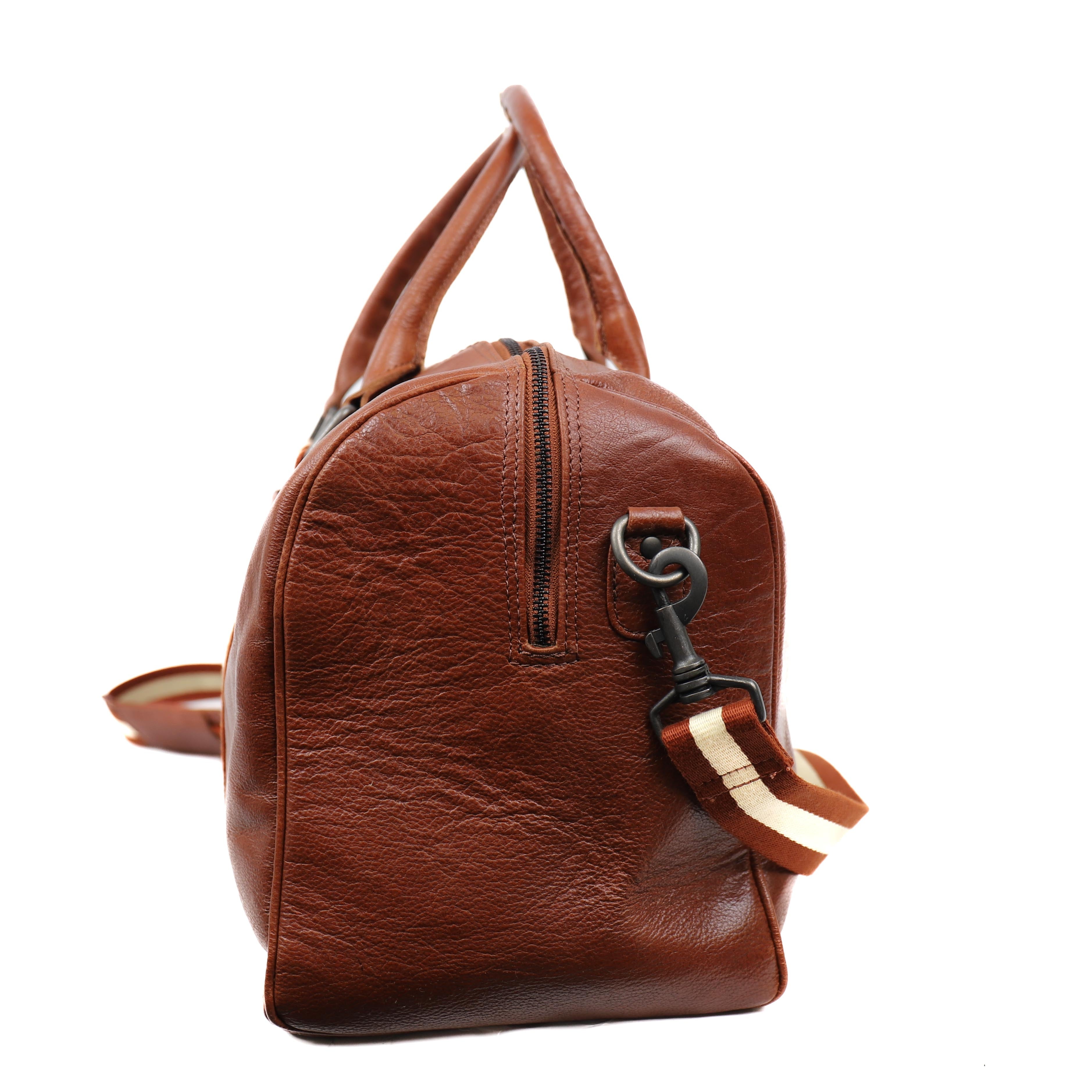 Wochenendtasche 'Jelmer' Cognac/Stripe