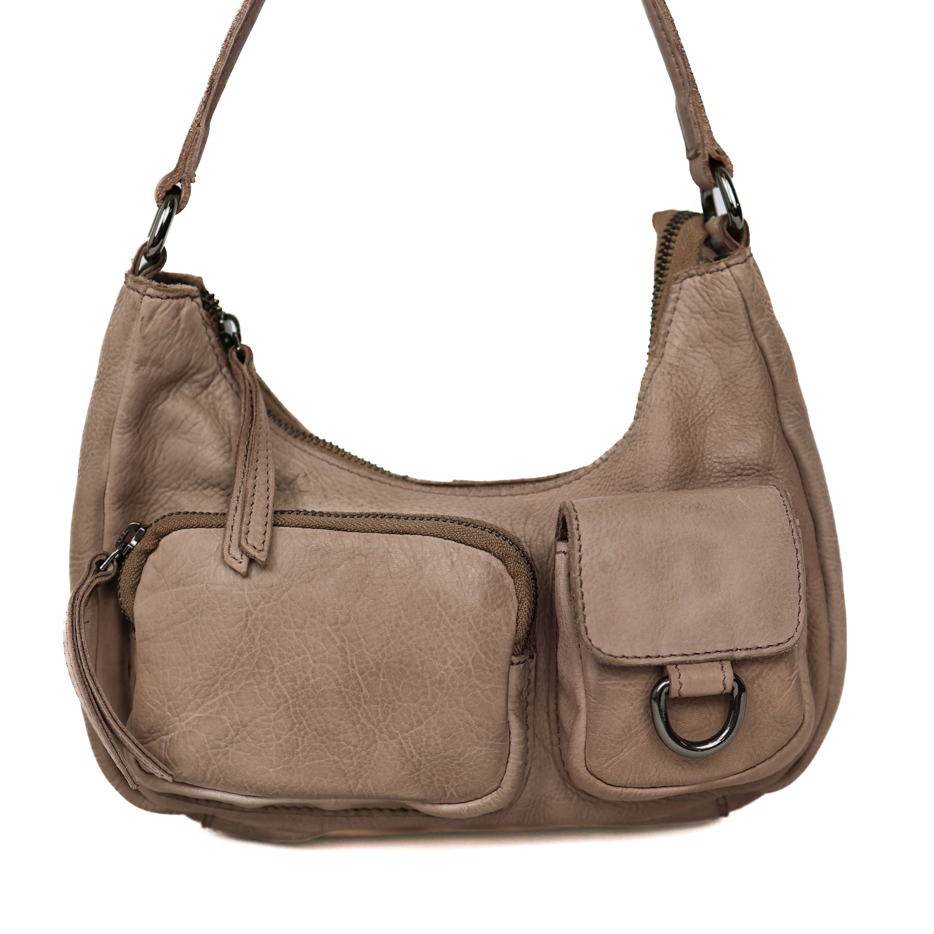 Hand-/Umhängetasche mit Fronttaschen 'Nienke' Taupe