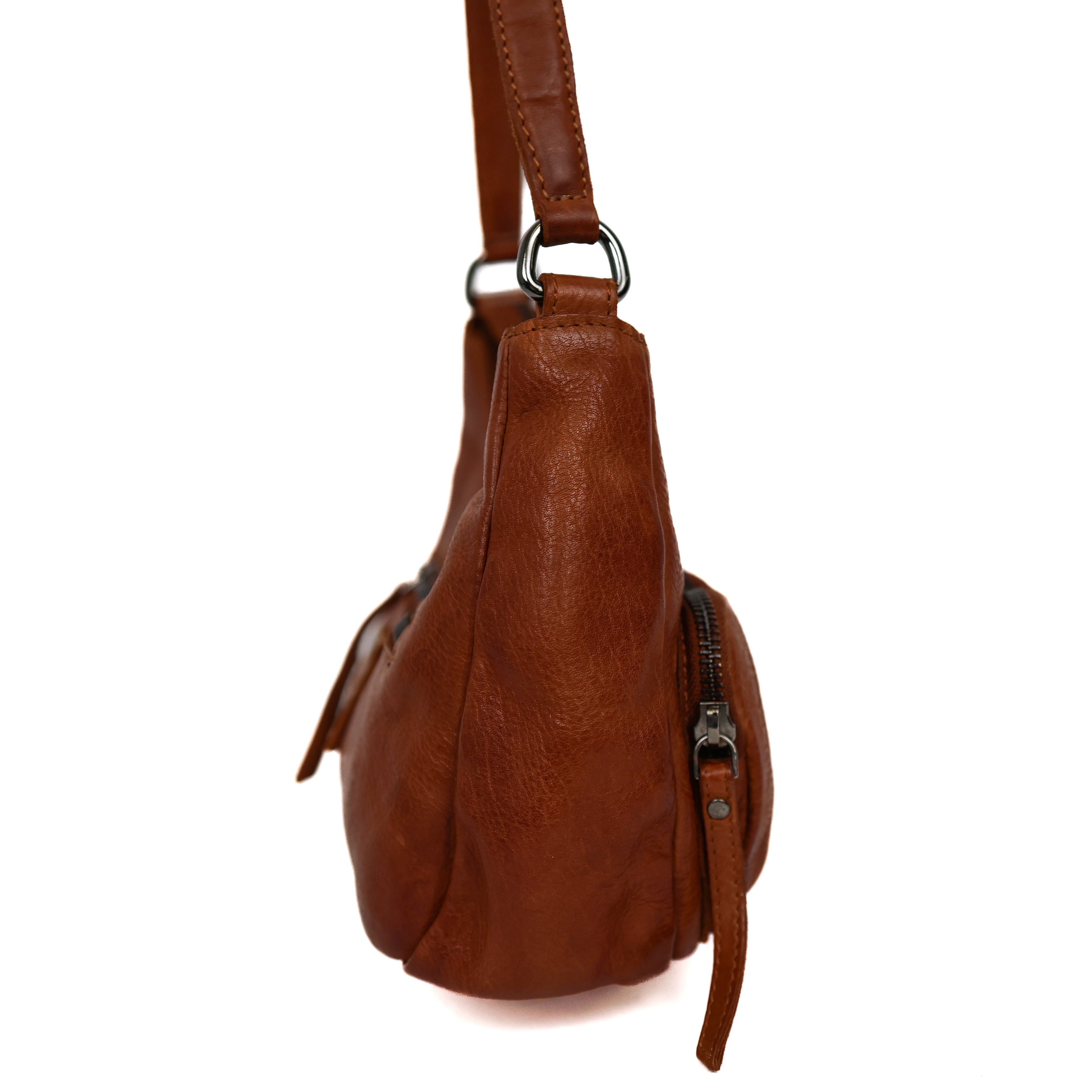 Hand-/Umhängetasche mit Fronttaschen 'Nienke' Cognac
