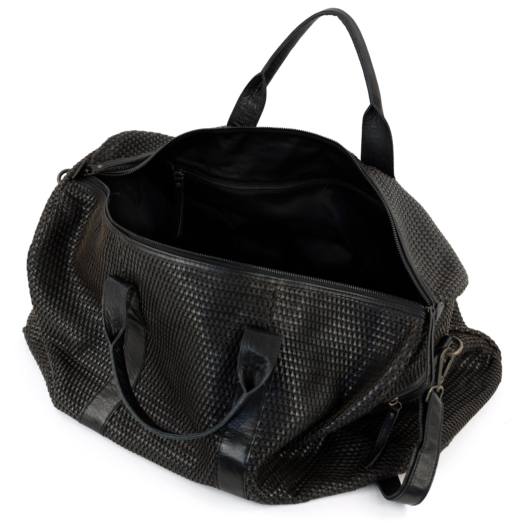 Geflochtene Wochenendtasche 'Vesper' Schwarz