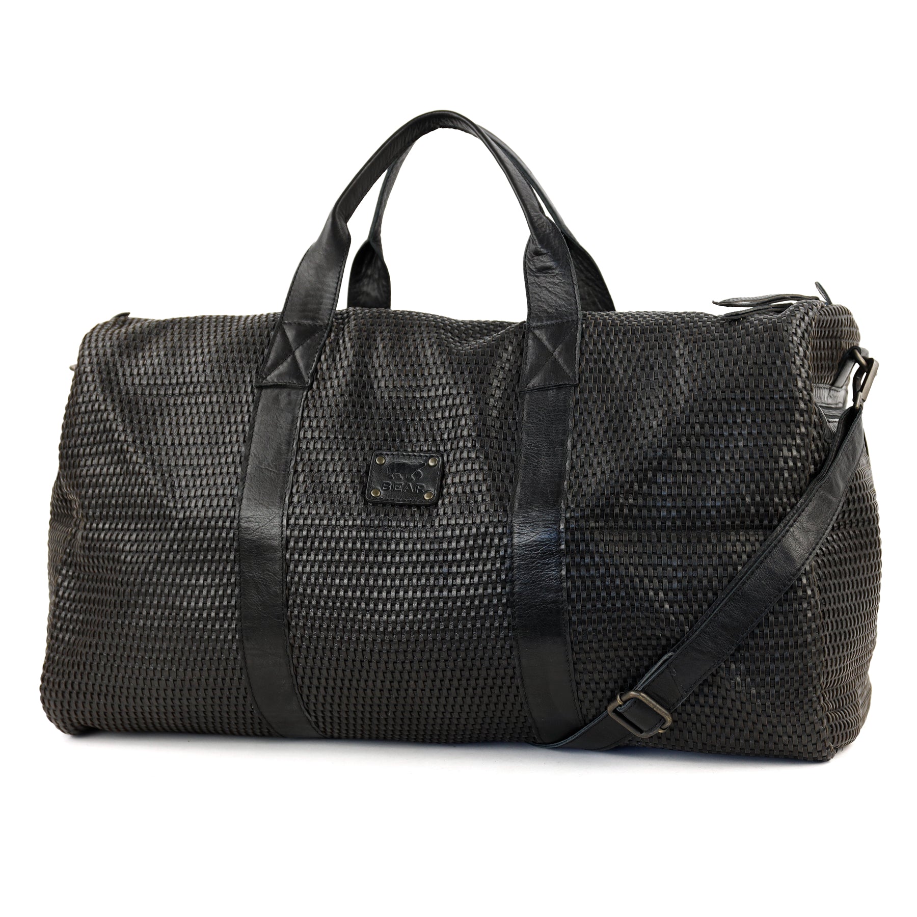 Gevlochten weekendtas 'Vesper' zwart