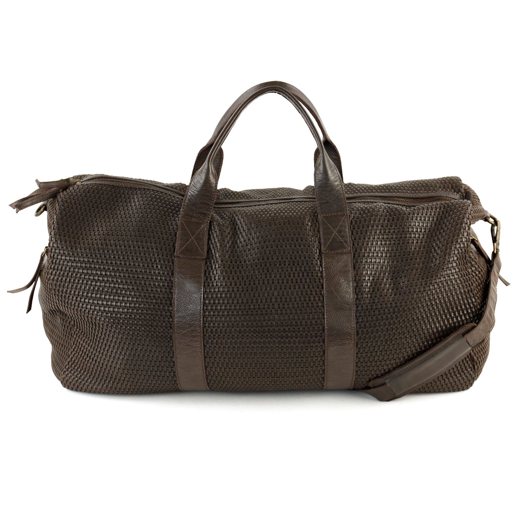 Geflochtene Wochenendtasche 'Vesper' Dunkelbraun