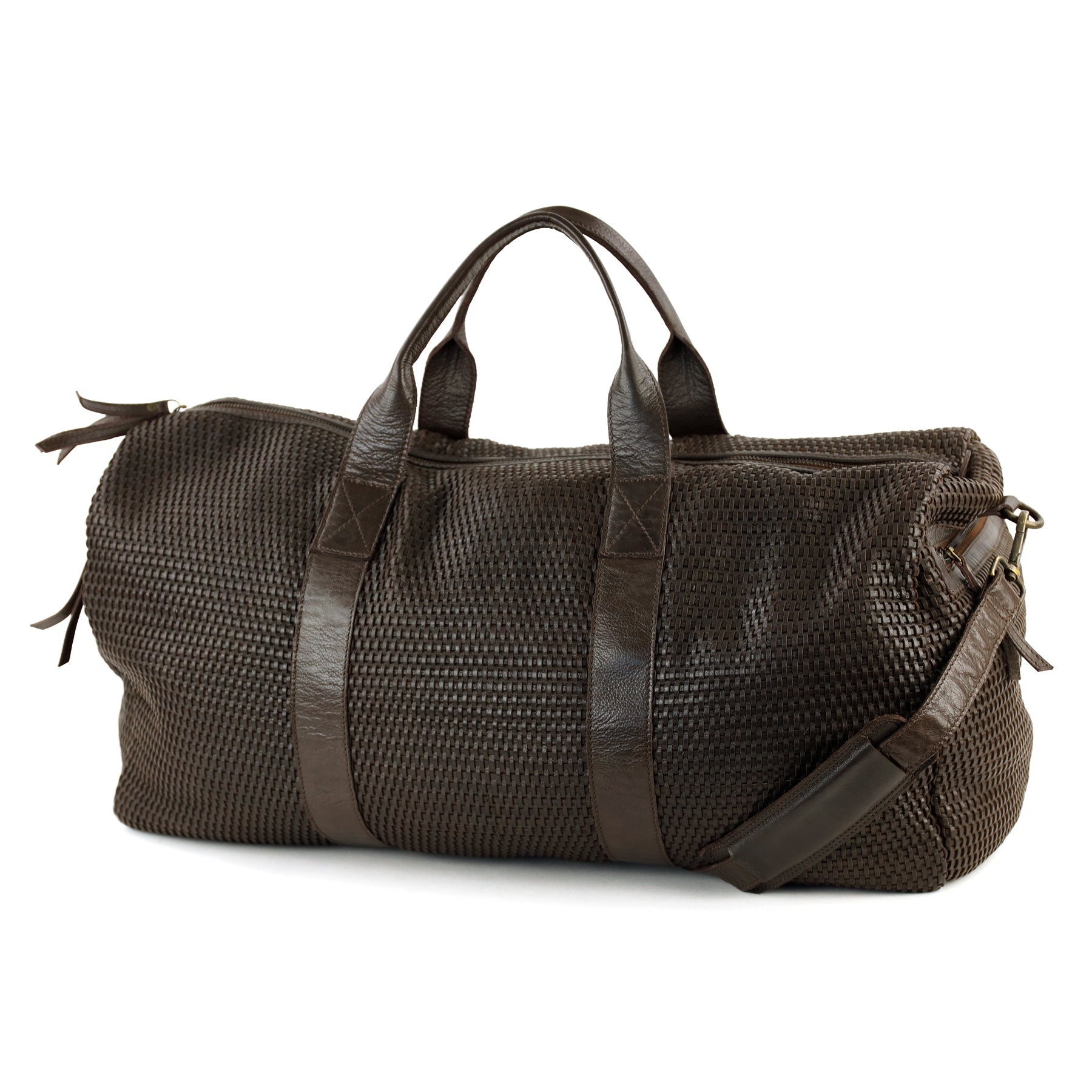 Geflochtene Wochenendtasche 'Vesper' Dunkelbraun