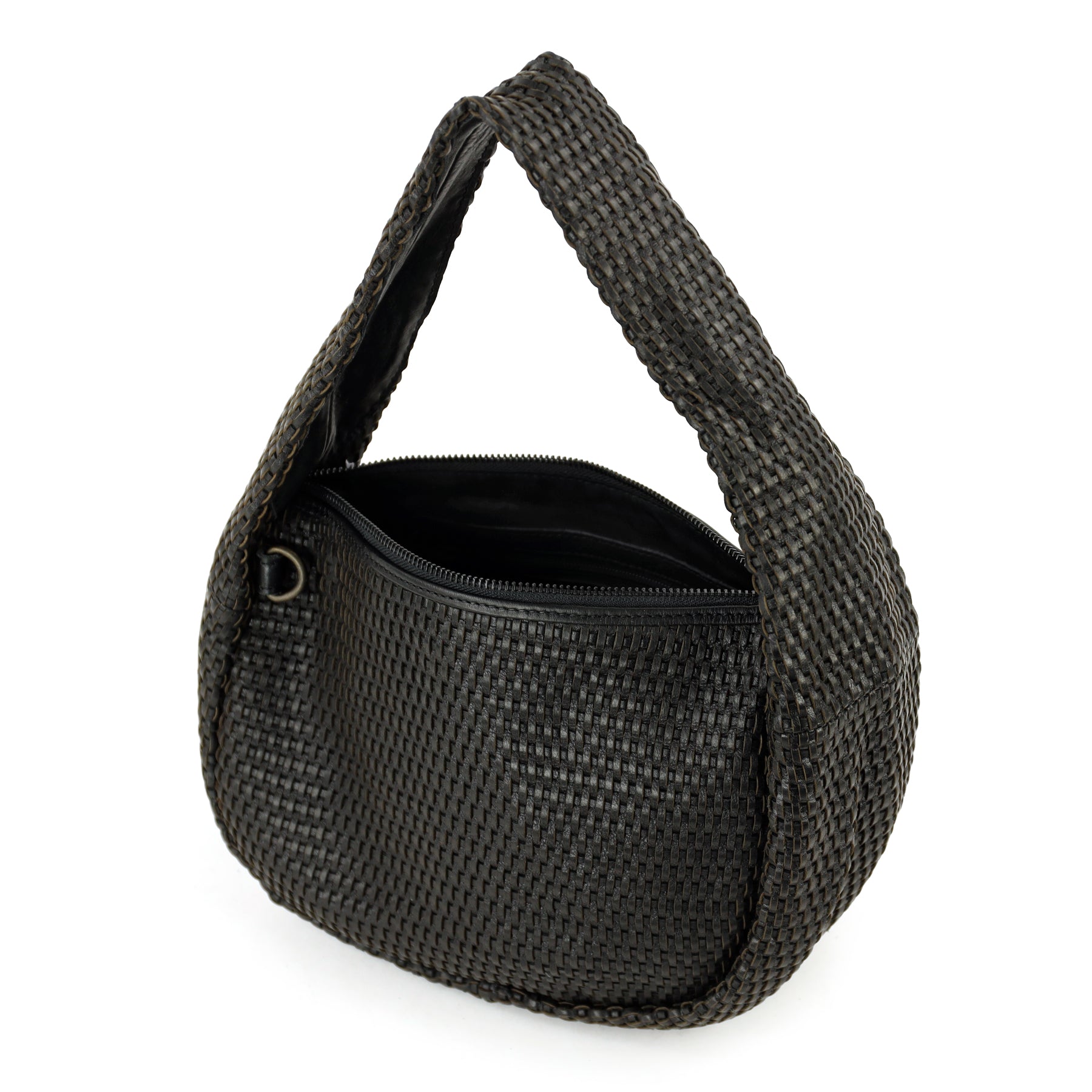 Geflochtene Beuteltasche 'Alice' M Schwarz