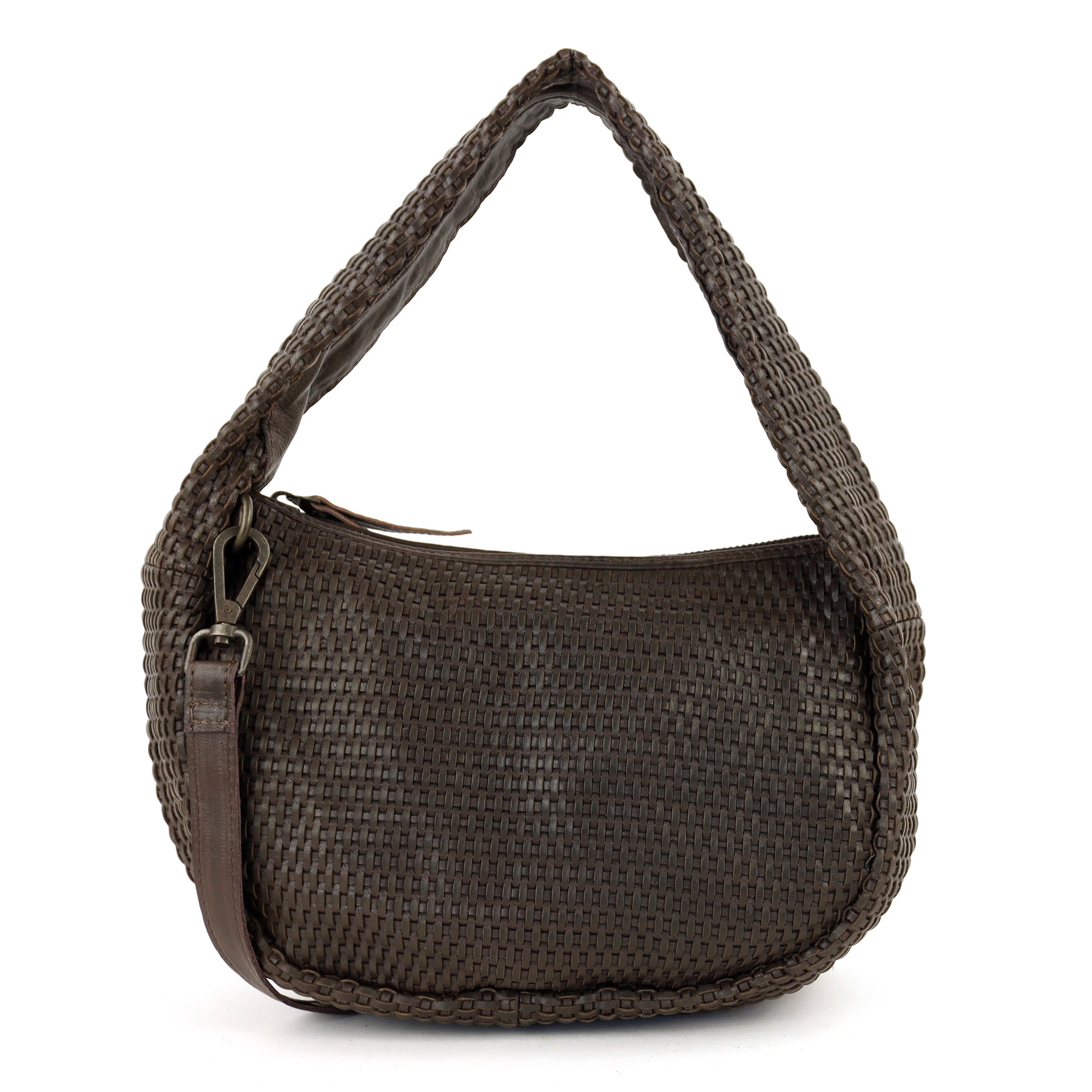 Geflochtene Beuteltasche 'Alice' M Dunkelbraun