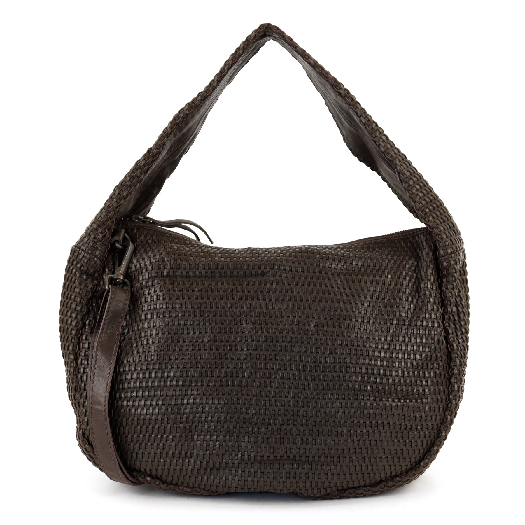Geflochtene Beuteltasche 'Alice' L Dunkelbraun