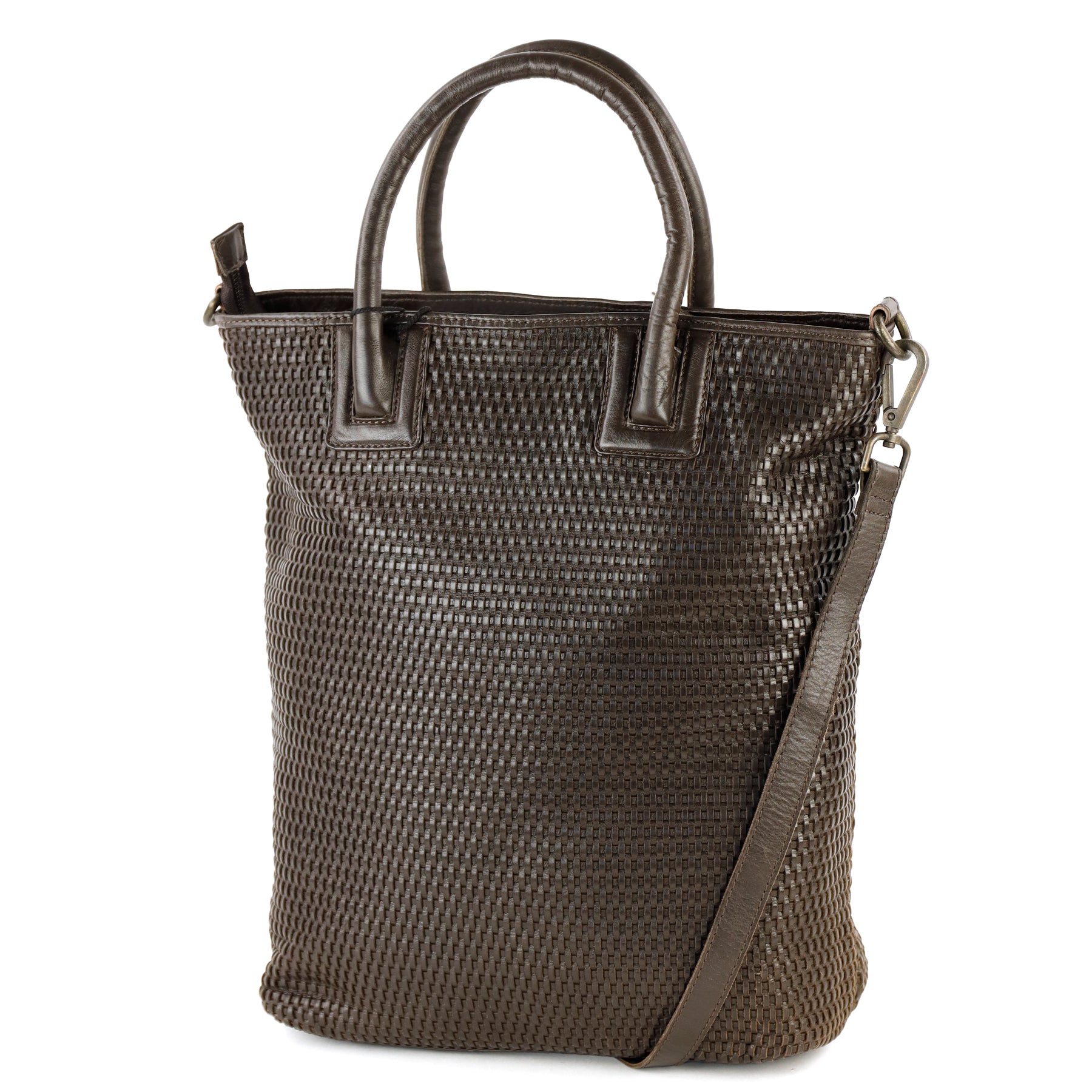 Gevlochten hand-/schoudertas 'Rian' donkerbruin