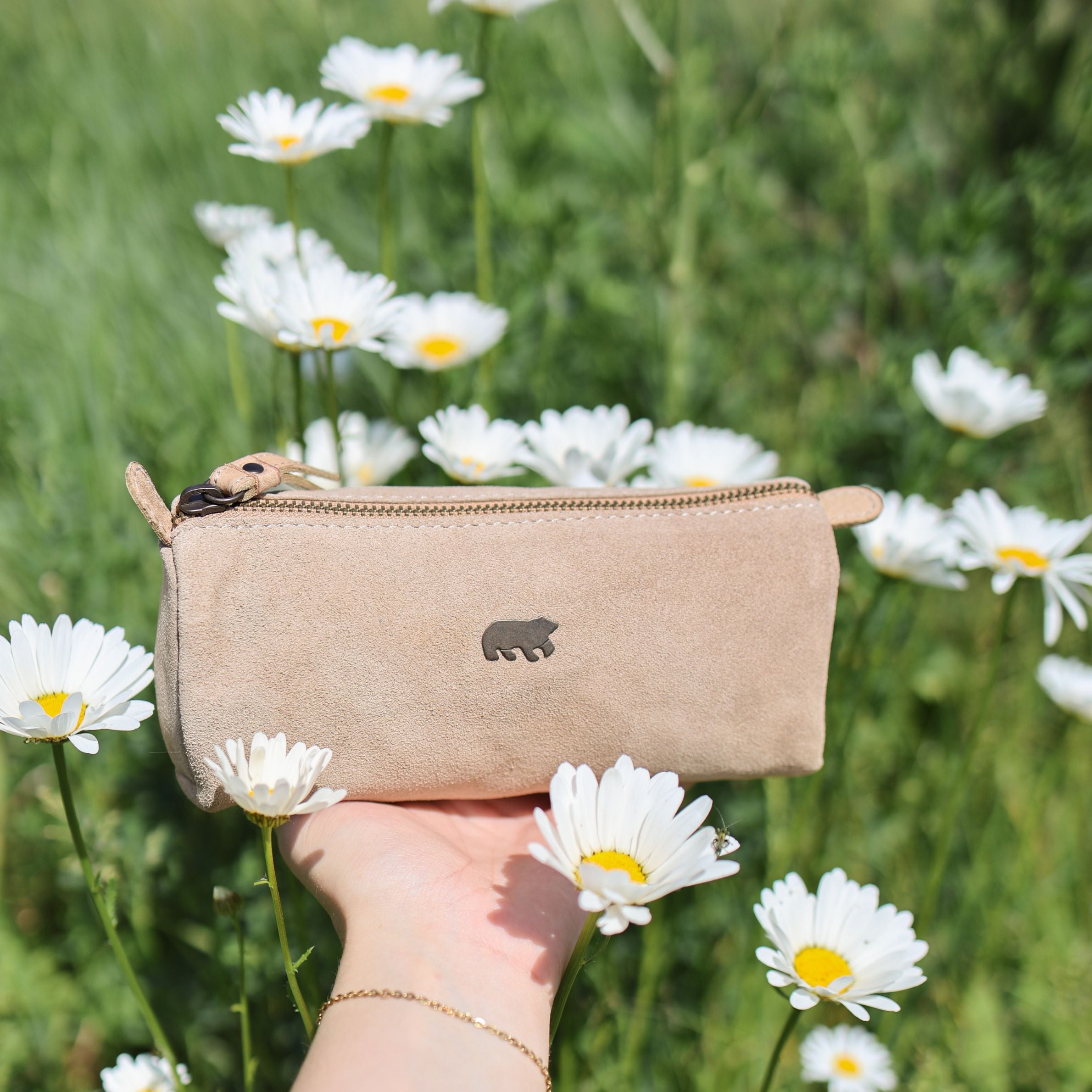 Velours Federmäppchen 'Tito' XL Beige