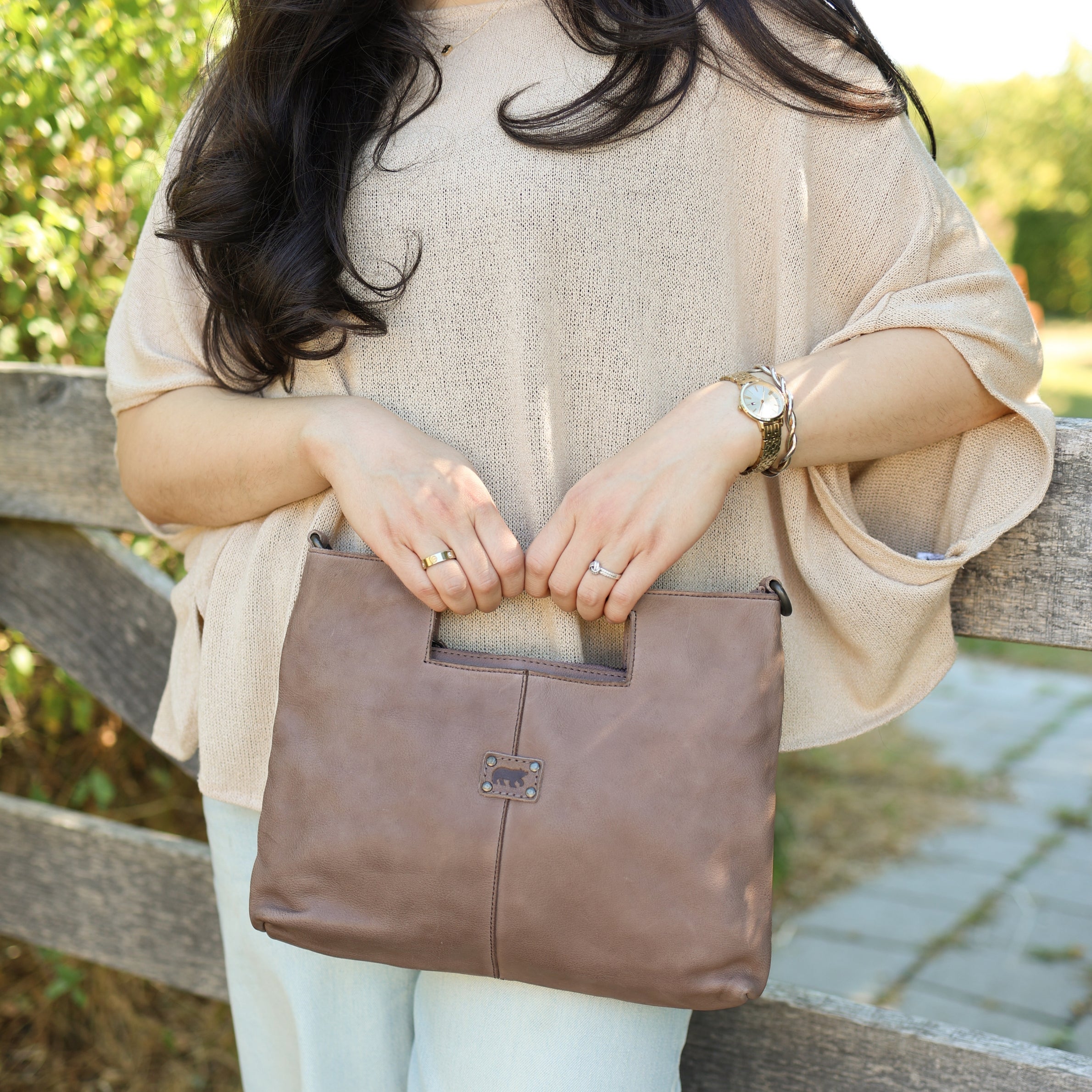 Clutch-/Umhängetasche 'Feline' Taupe