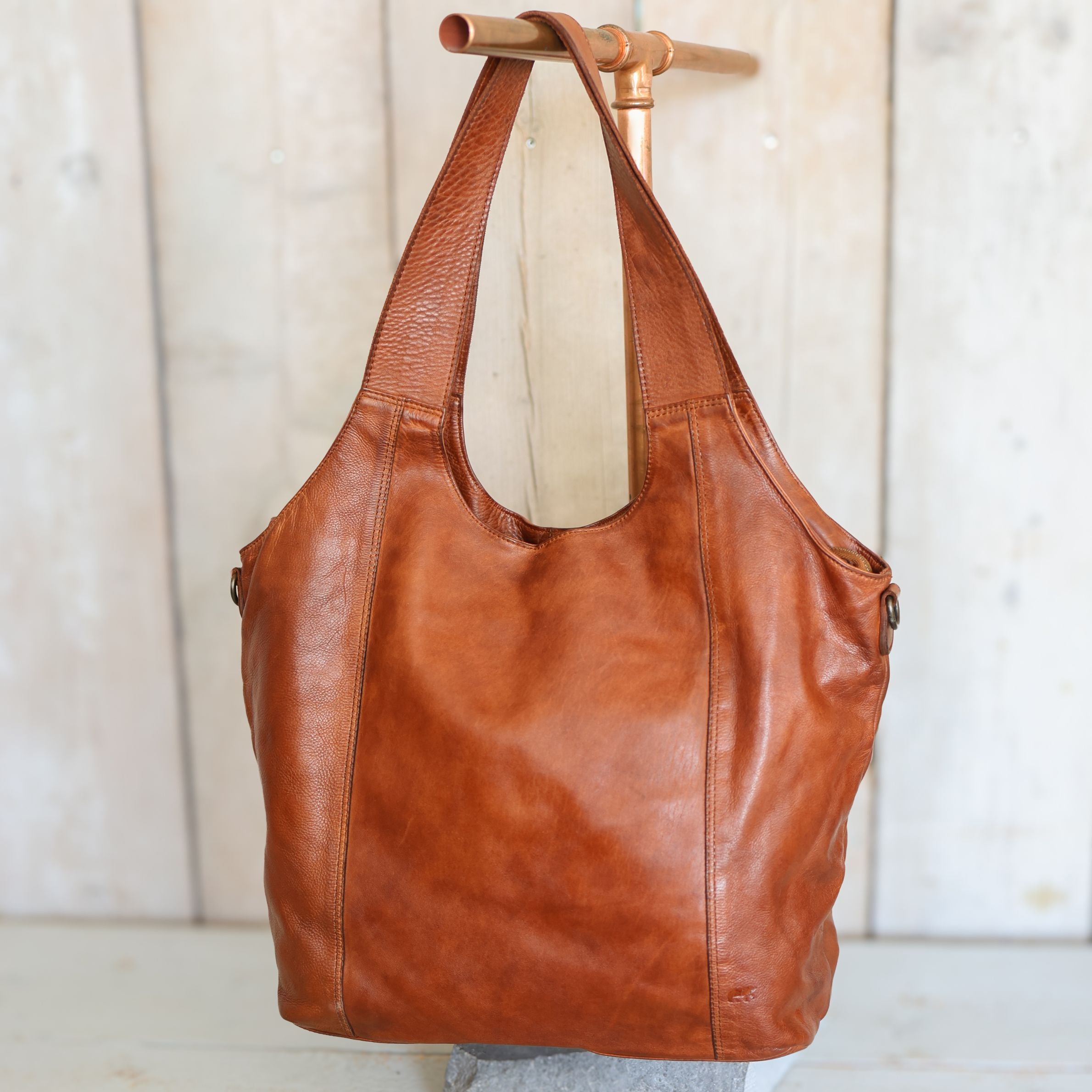 Großer Shopper/Beuteltasche 'Aurora' Cognac