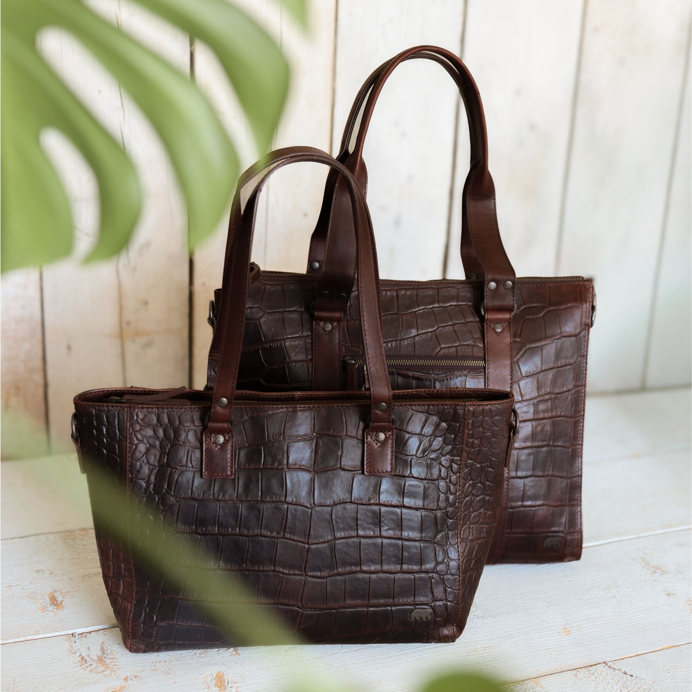 Croco Shopper 'Chiara' Dunkelbraun