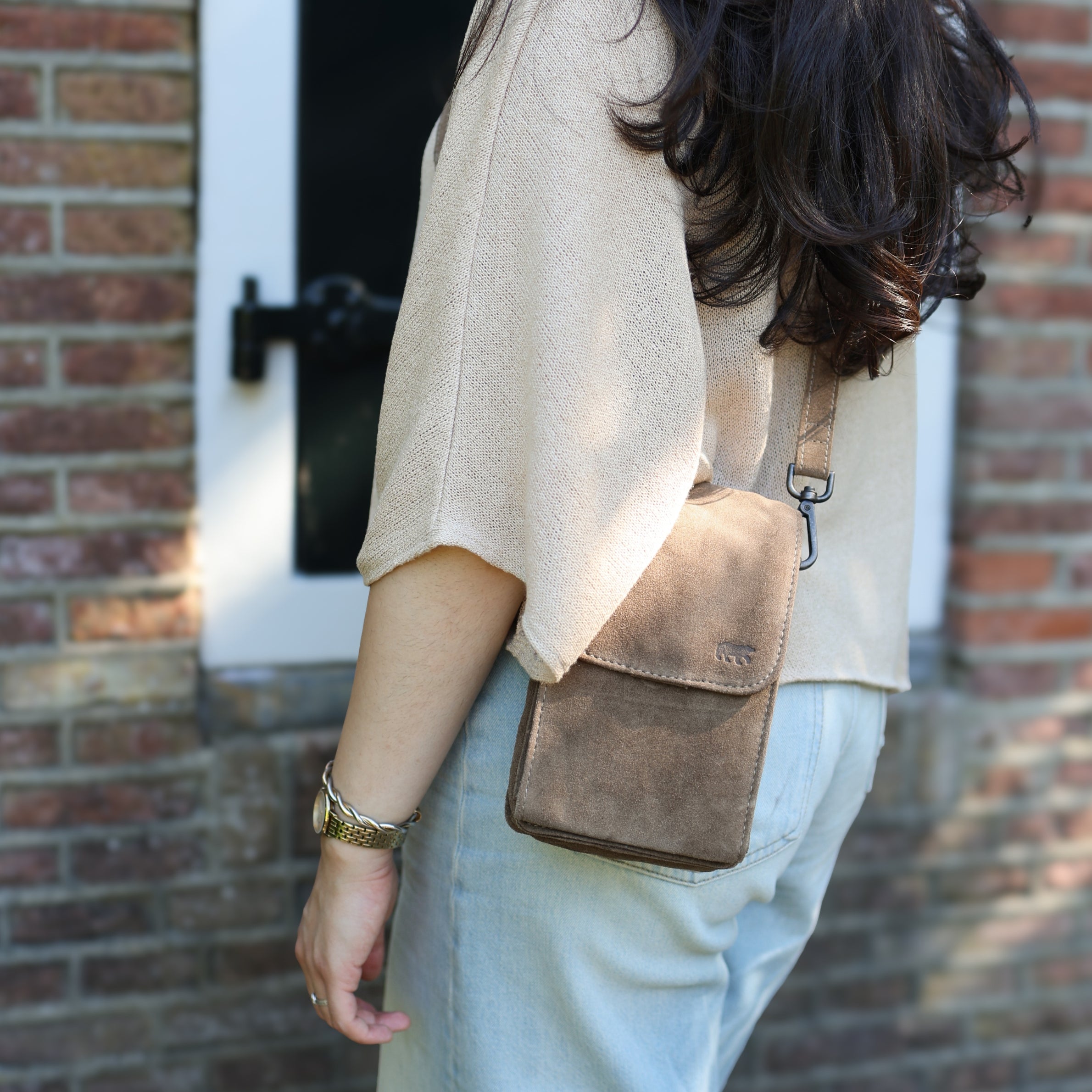 Velours Umhängetasche 'Robbie' 2.0 Taupe