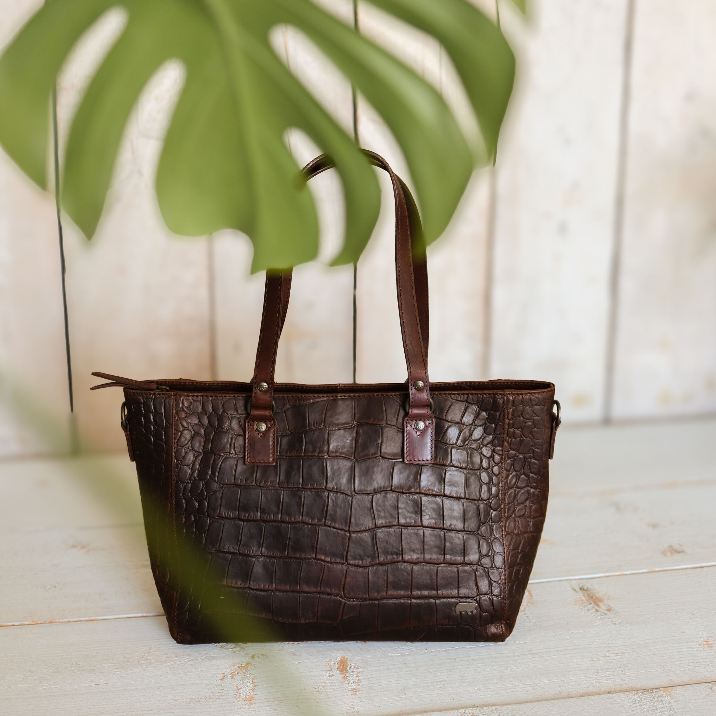 Croco Shopper 'Chiara' Dunkelbraun