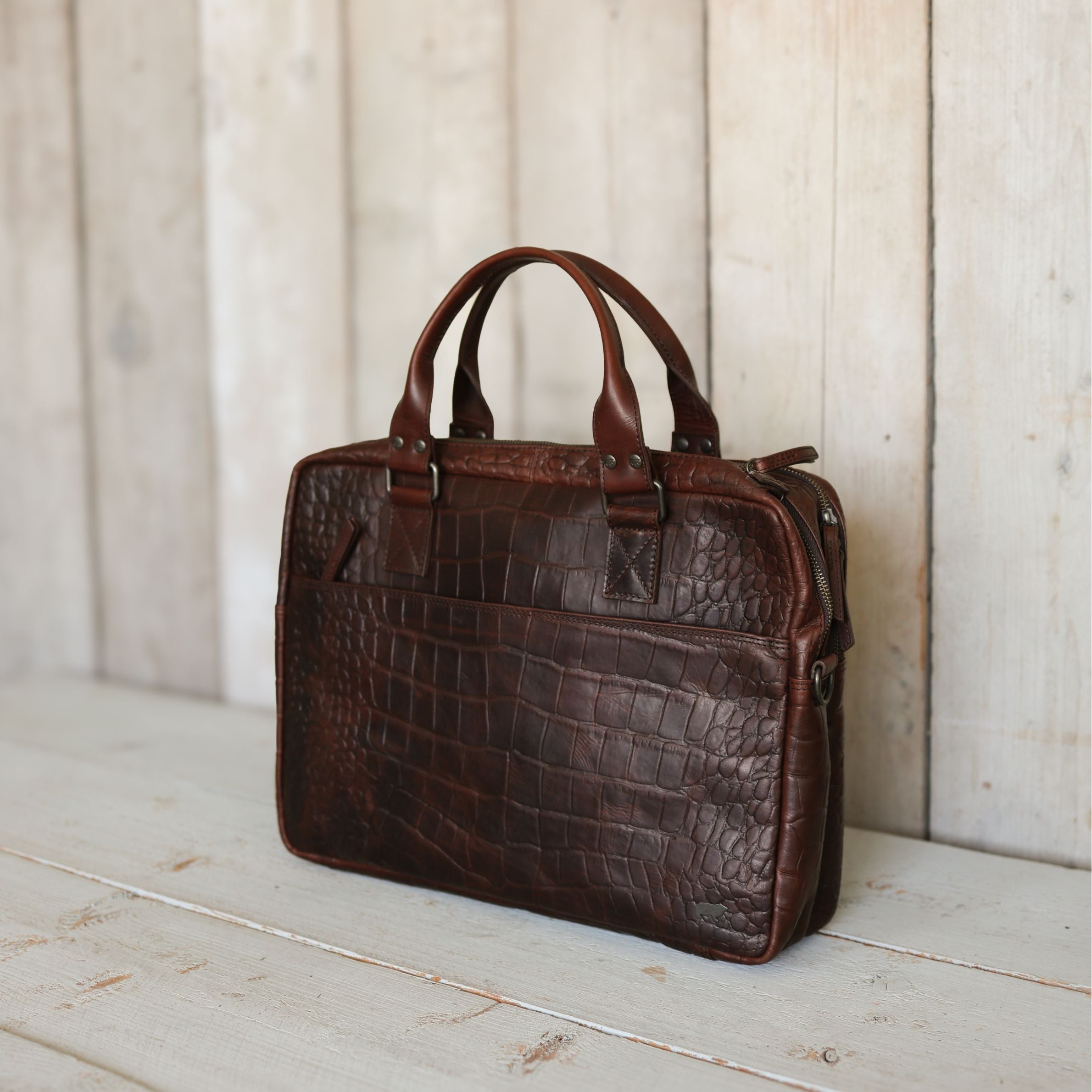 Croco Laptoptasche 15.6" 'Victoria' Dunkelbraun