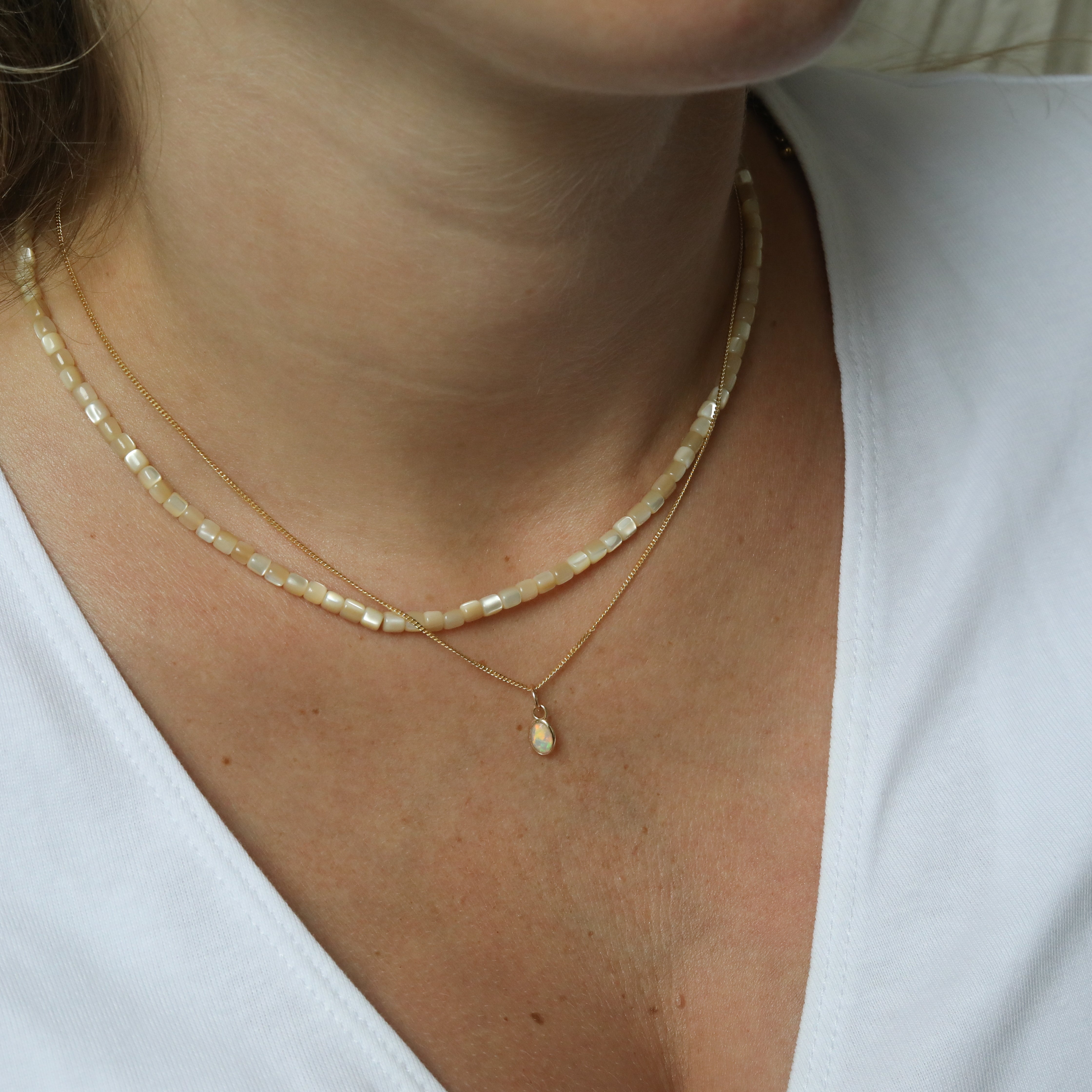 Opal Geburtsstein Anhänger Oktober | 14K Gold