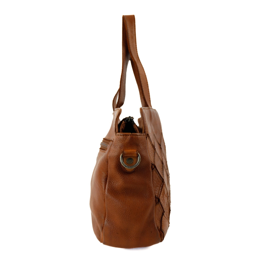 Patchwork Hand-/Umhängetasche 'Alice' Cognac