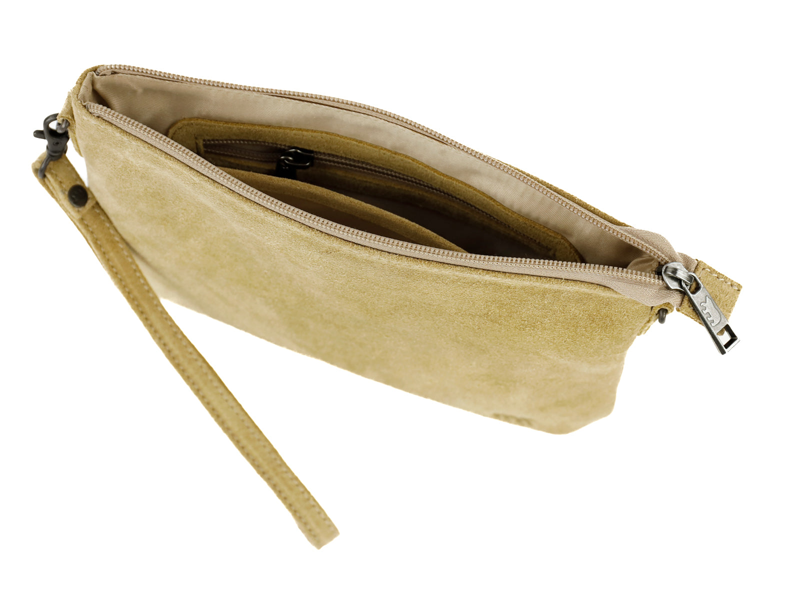 Veloursleder Schultertasche „Julie“ Bisquit