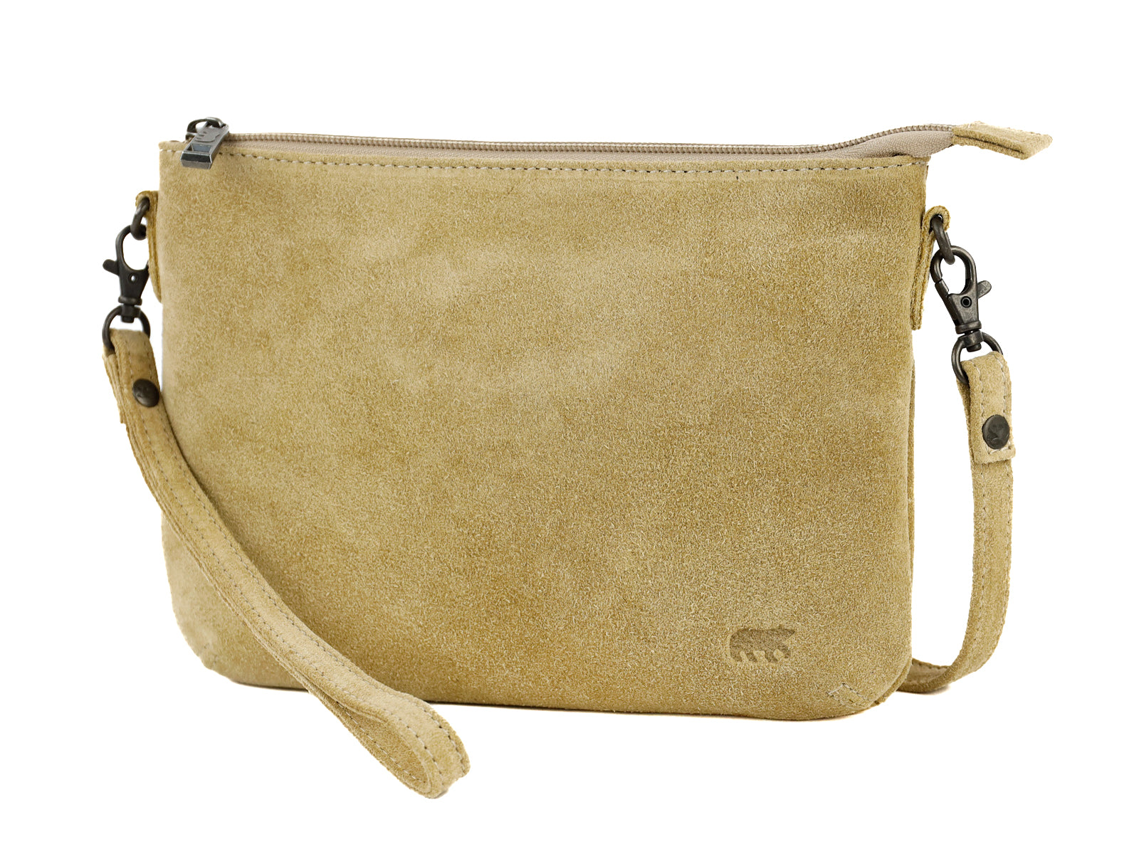 Veloursleder Schultertasche „Julie“ Bisquit