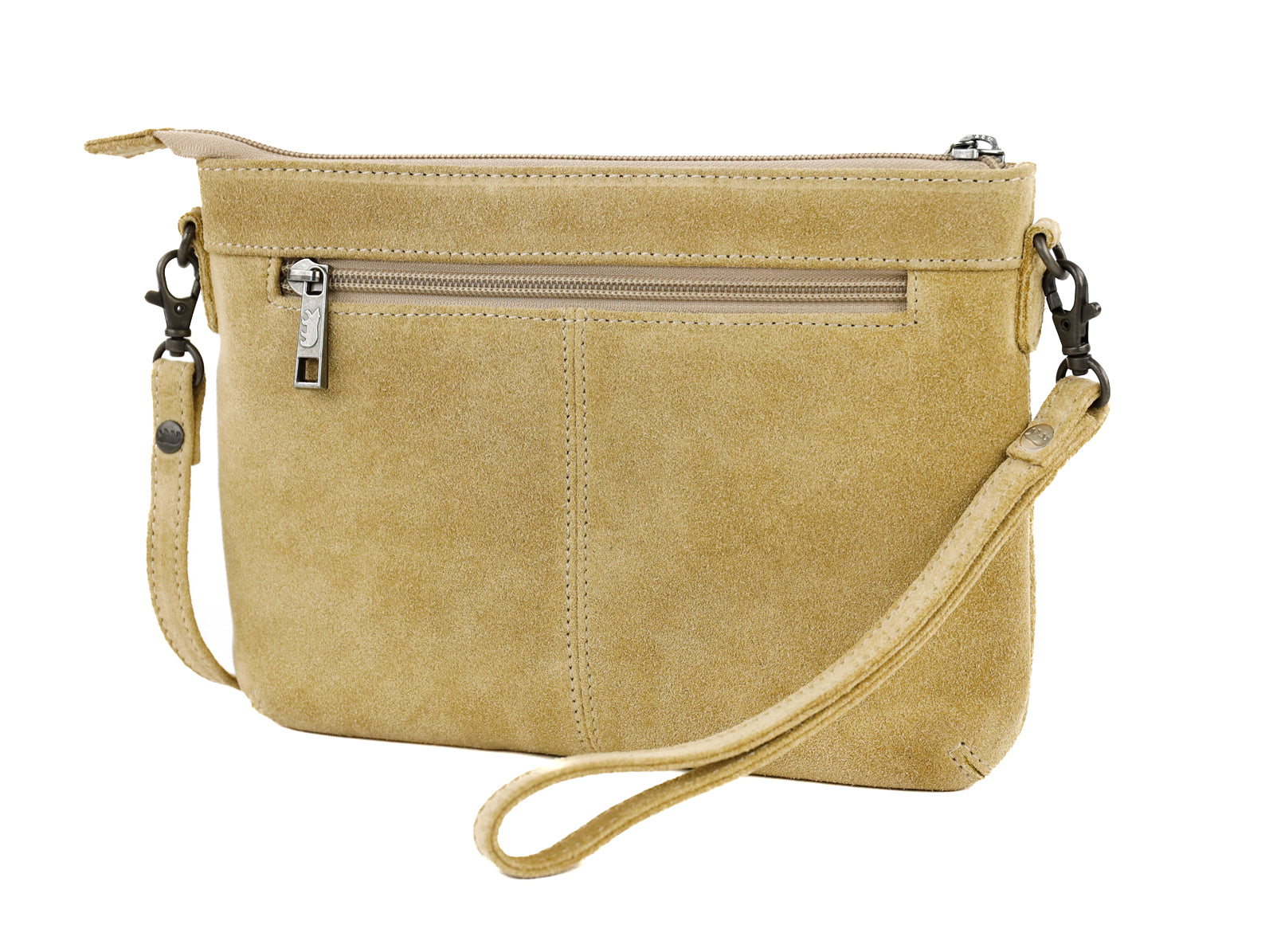 Veloursleder Schultertasche „Julie“ Bisquit