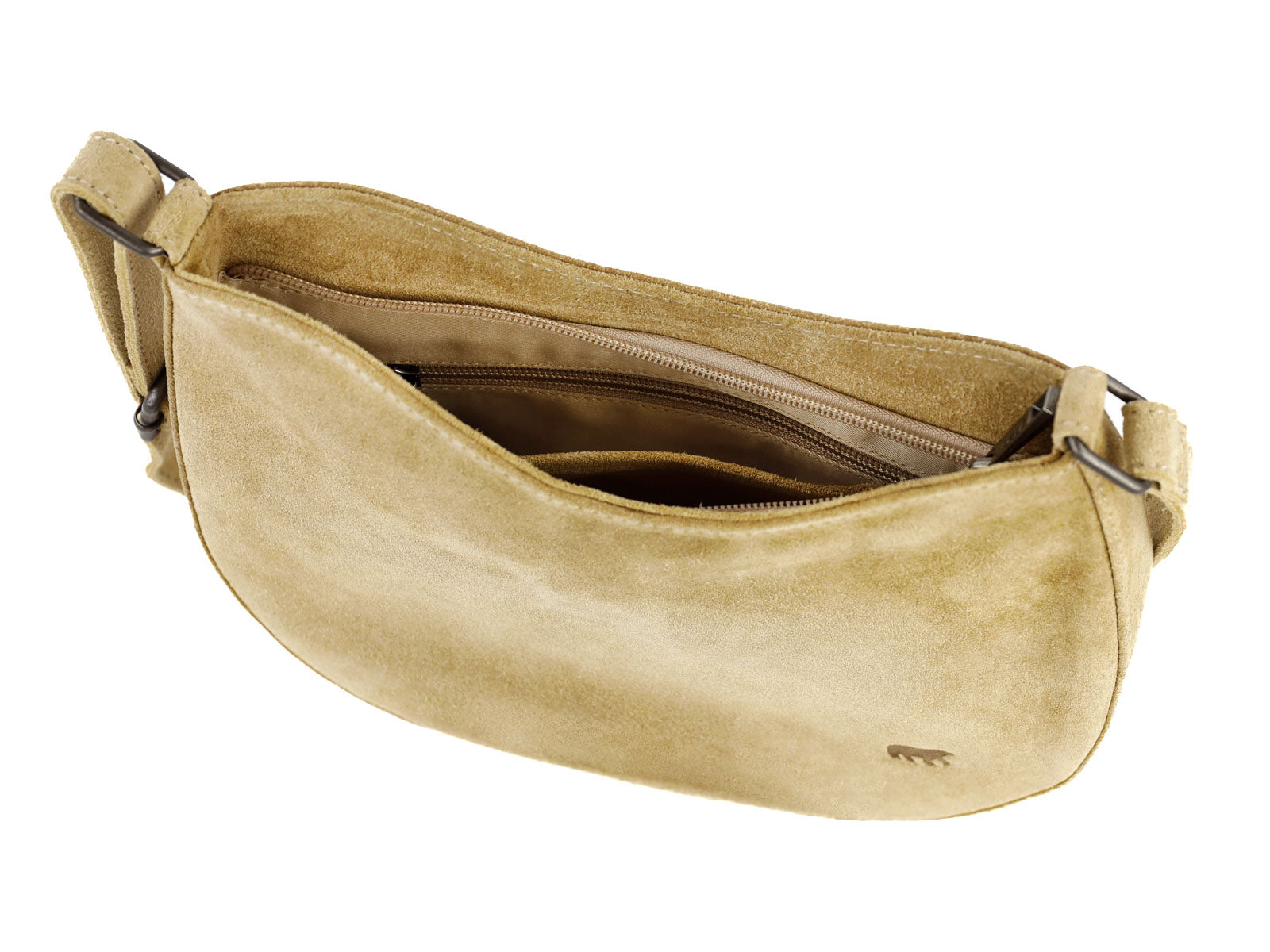 Veloursleder Schultertasche „Tamara“ Bisquit