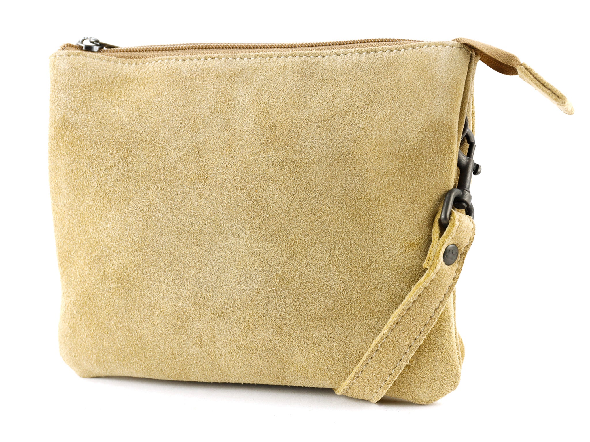 Veloursleder Schultertasche „Marthe“ Bisquit