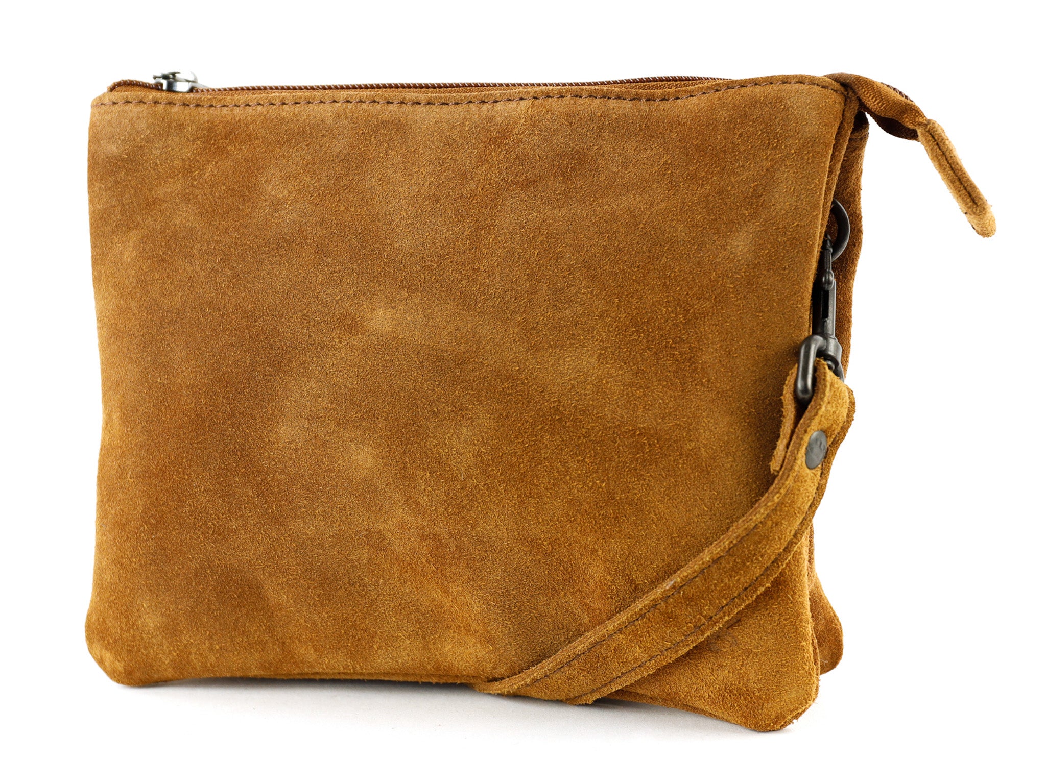 Veloursleder Schultertasche „Marthe“ Cognac