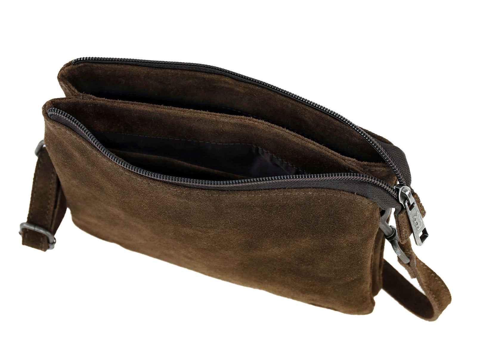 Veloursleder Schultertasche „Marthe“ Braun