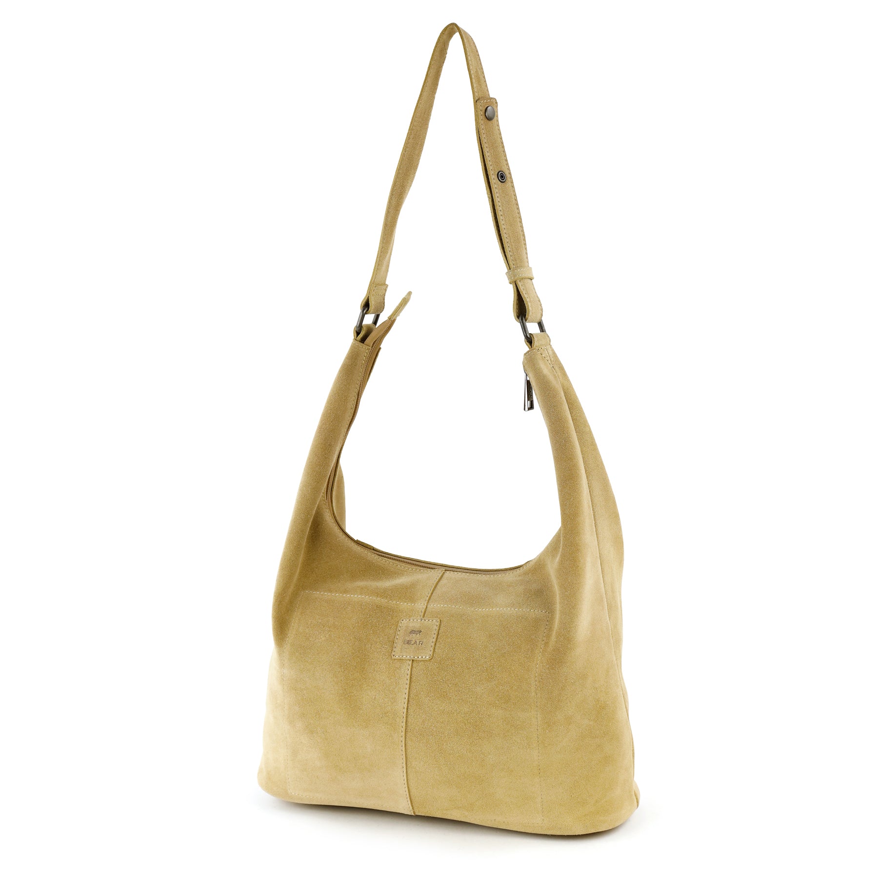 Velours Beuteltasche mit Nieten 'Cecilia' Bisquit