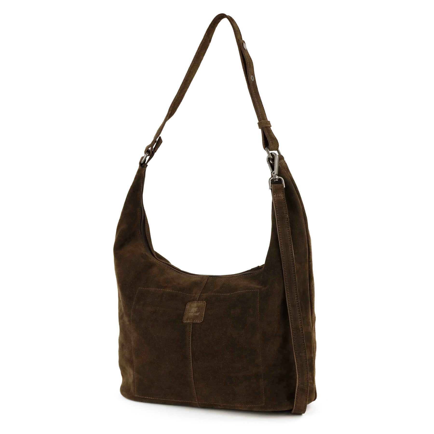 Velours Beuteltasche mit Nieten 'Cecilia' Dunkelbraun