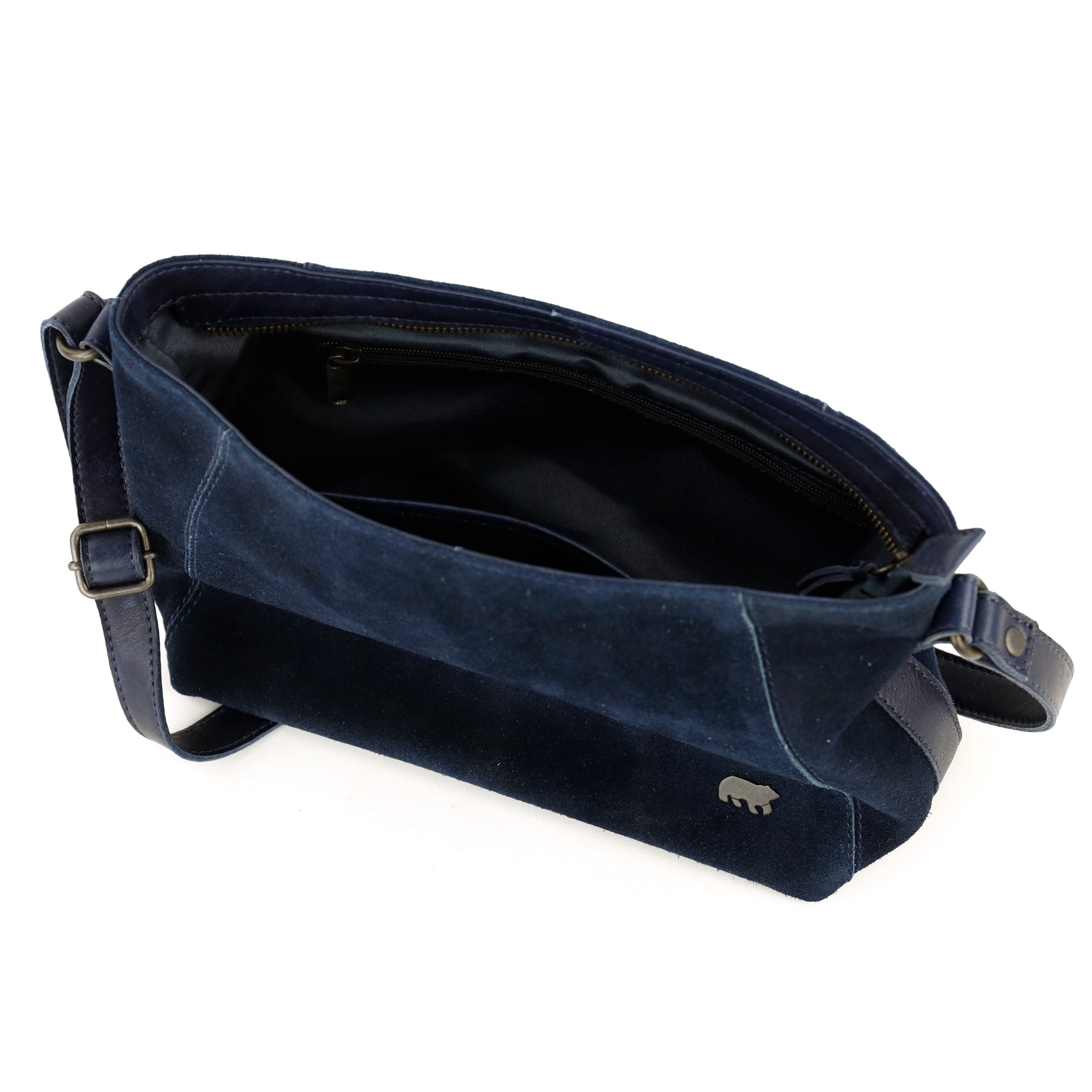Suede schoudertasje 'Valentina' navy